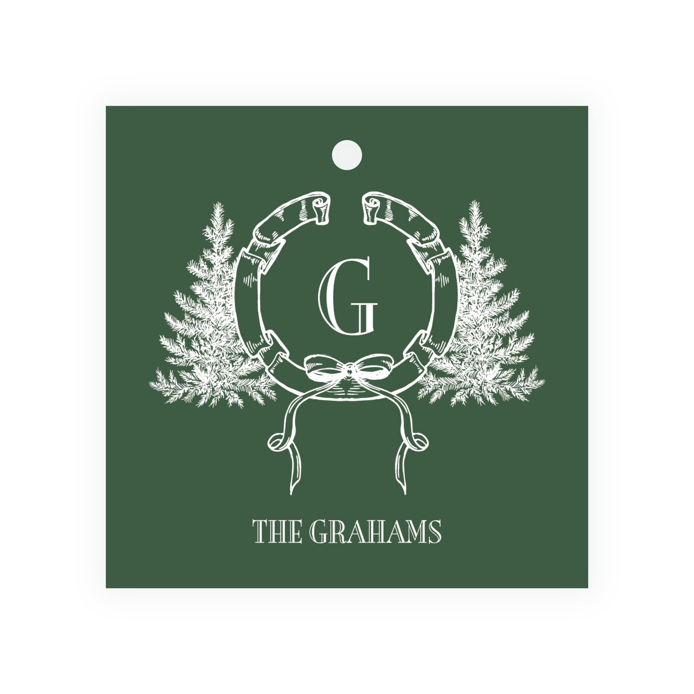 Heirloom Pine Crest Square Gift Tag (Customize Your Color)