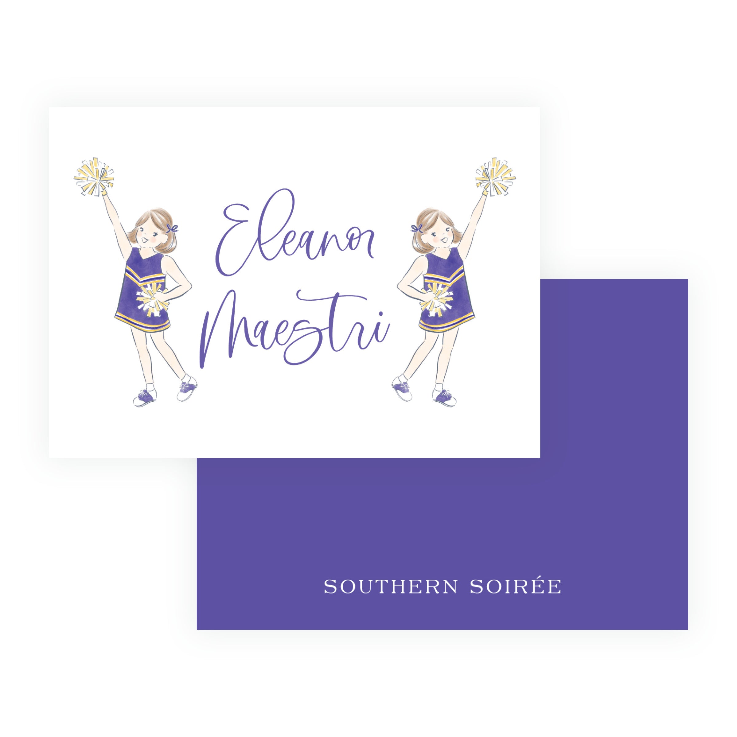 Purple and Gold Cheerleader Gift Enclosure Cards – Team Spirit