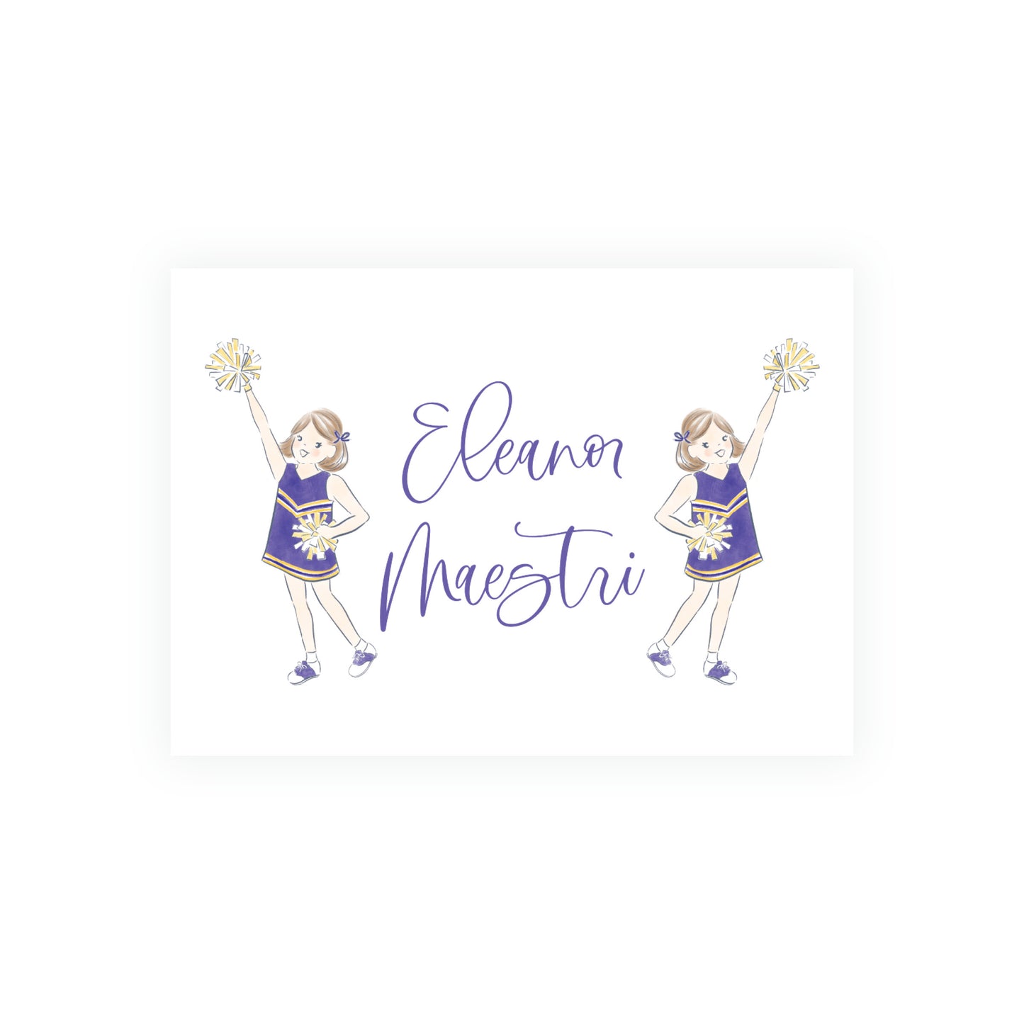 Purple & Gold Team Spirit Cheer Girl Enclosure Card