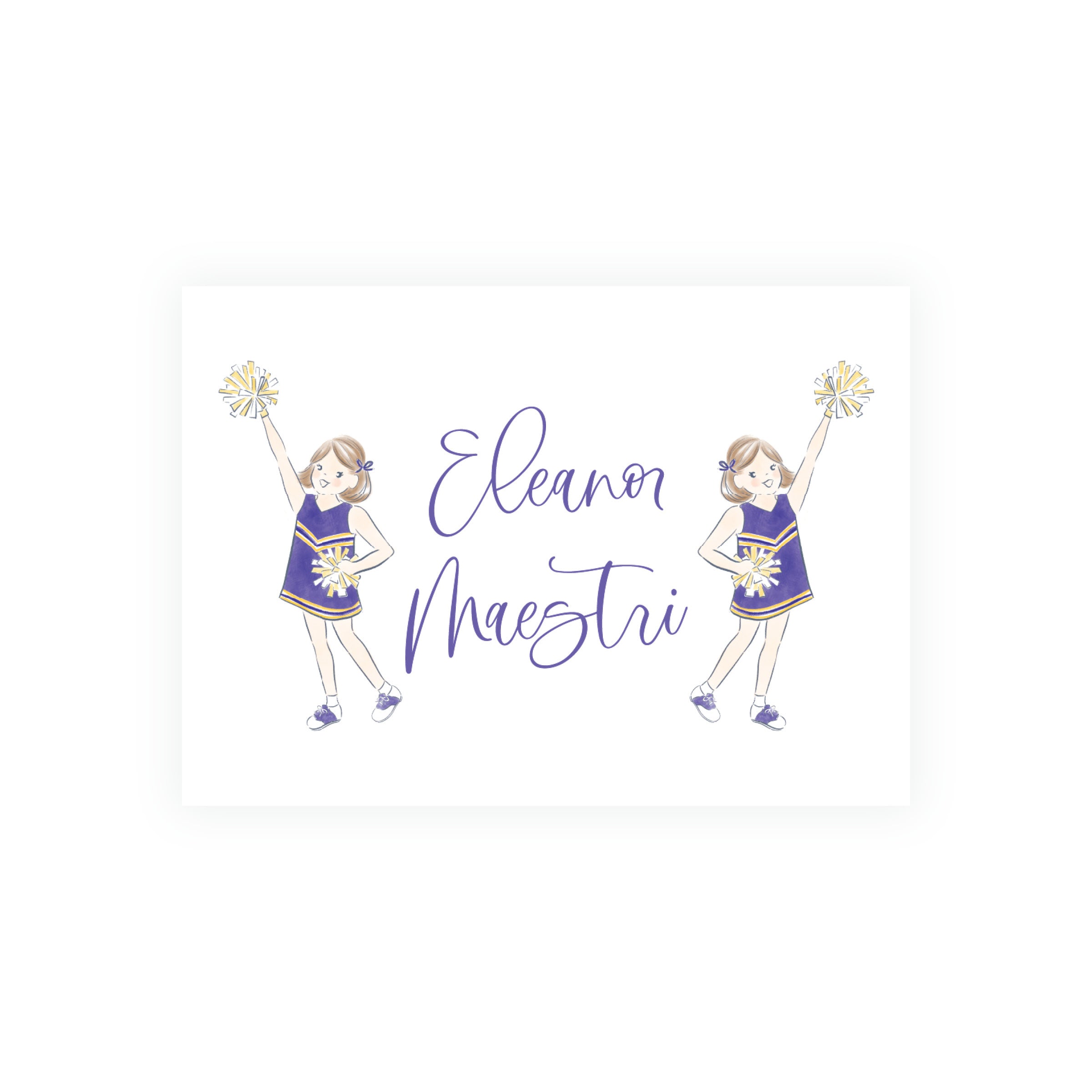 Purple and Gold Cheerleader Gift Enclosure Cards – Team Spirit