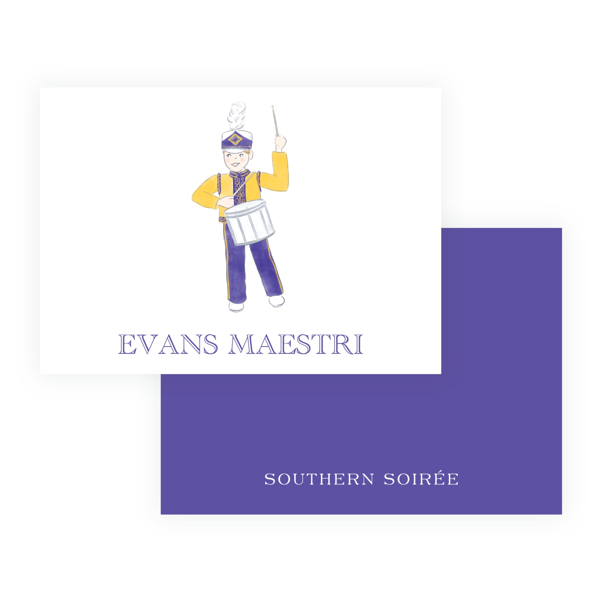 Purple and Gold Marching Band Drummer Enclosure Cards – Team Spirit