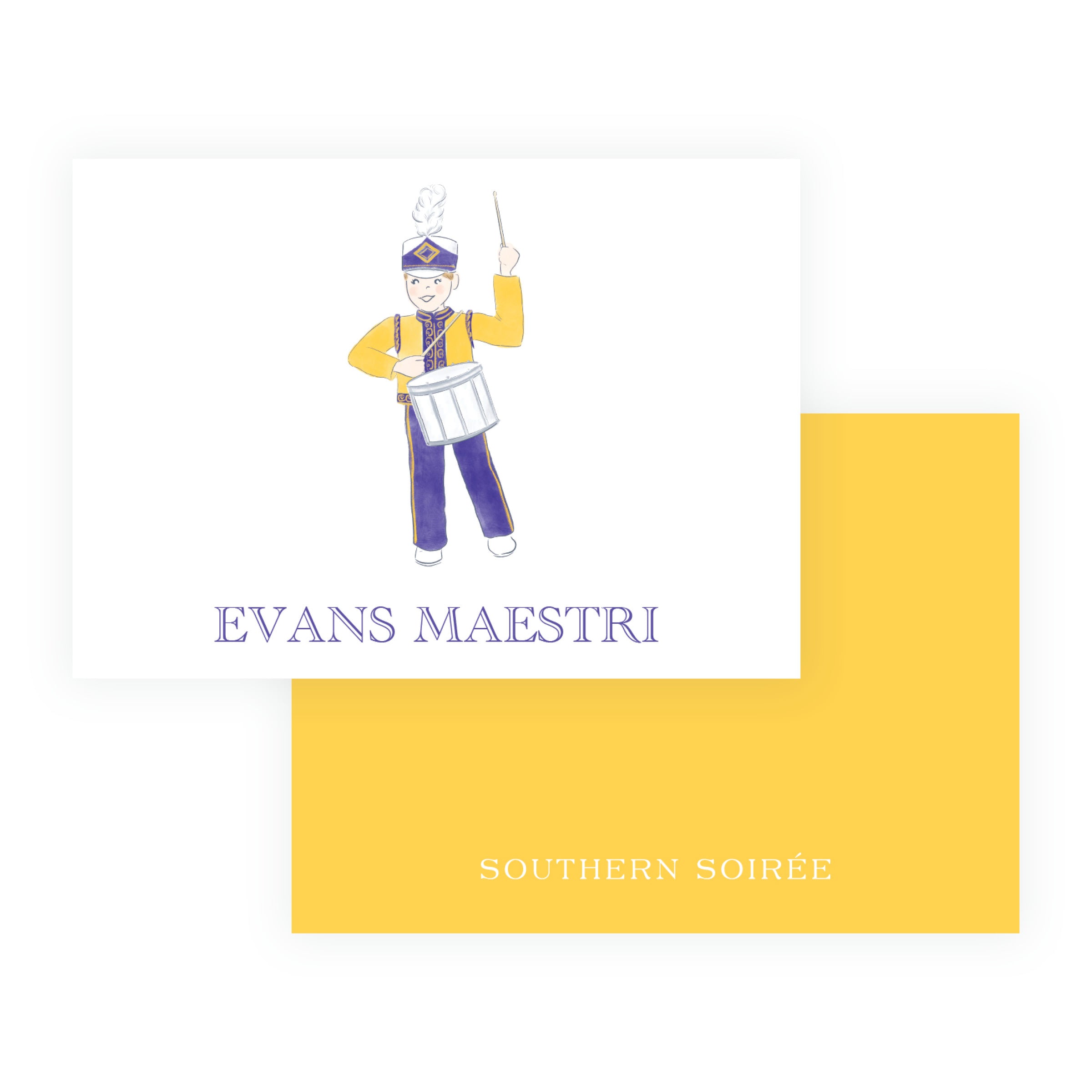 Purple and Gold Marching Band Drummer Enclosure Cards – Team Spirit