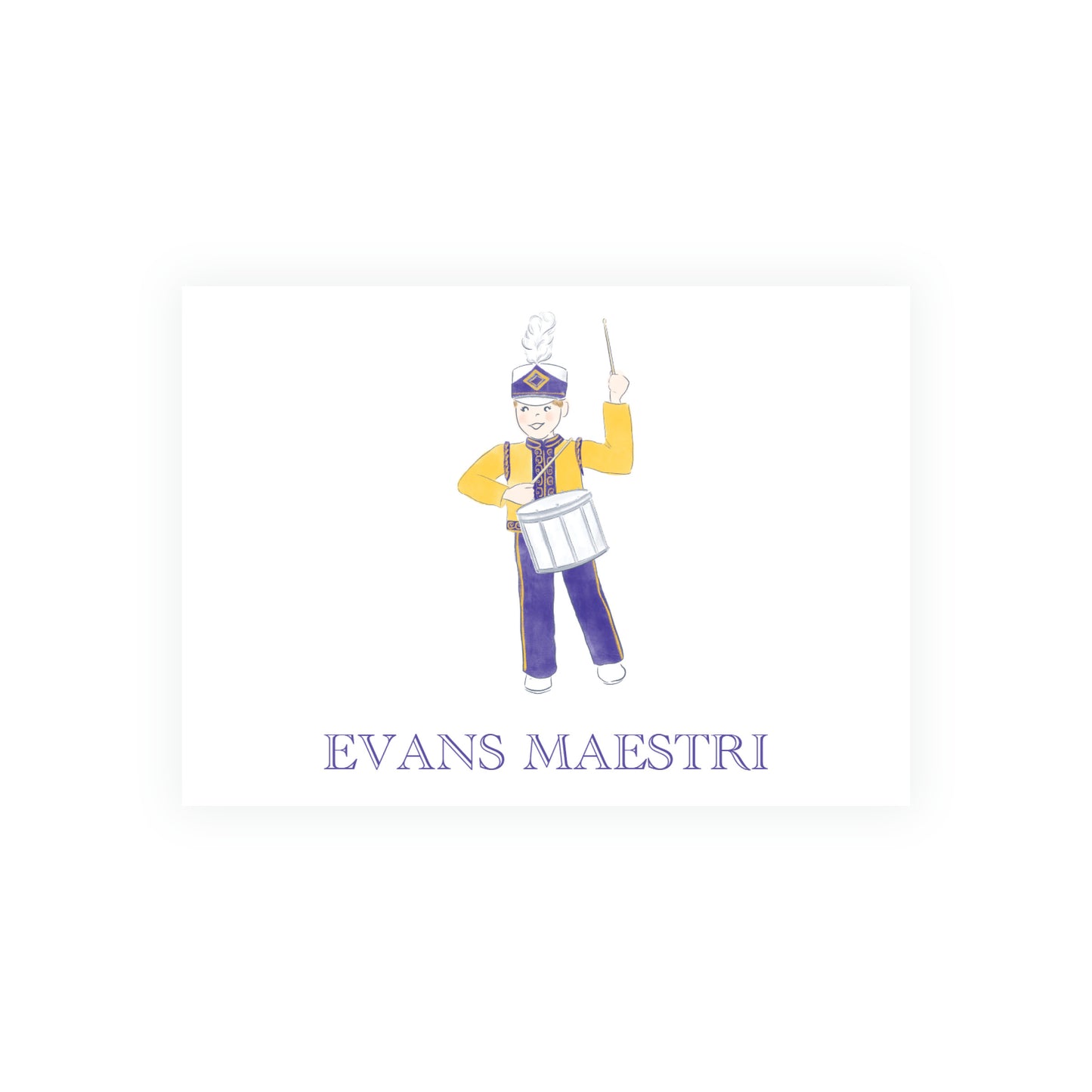 Purple & Gold Team Spirit Drummer Enclosure Card