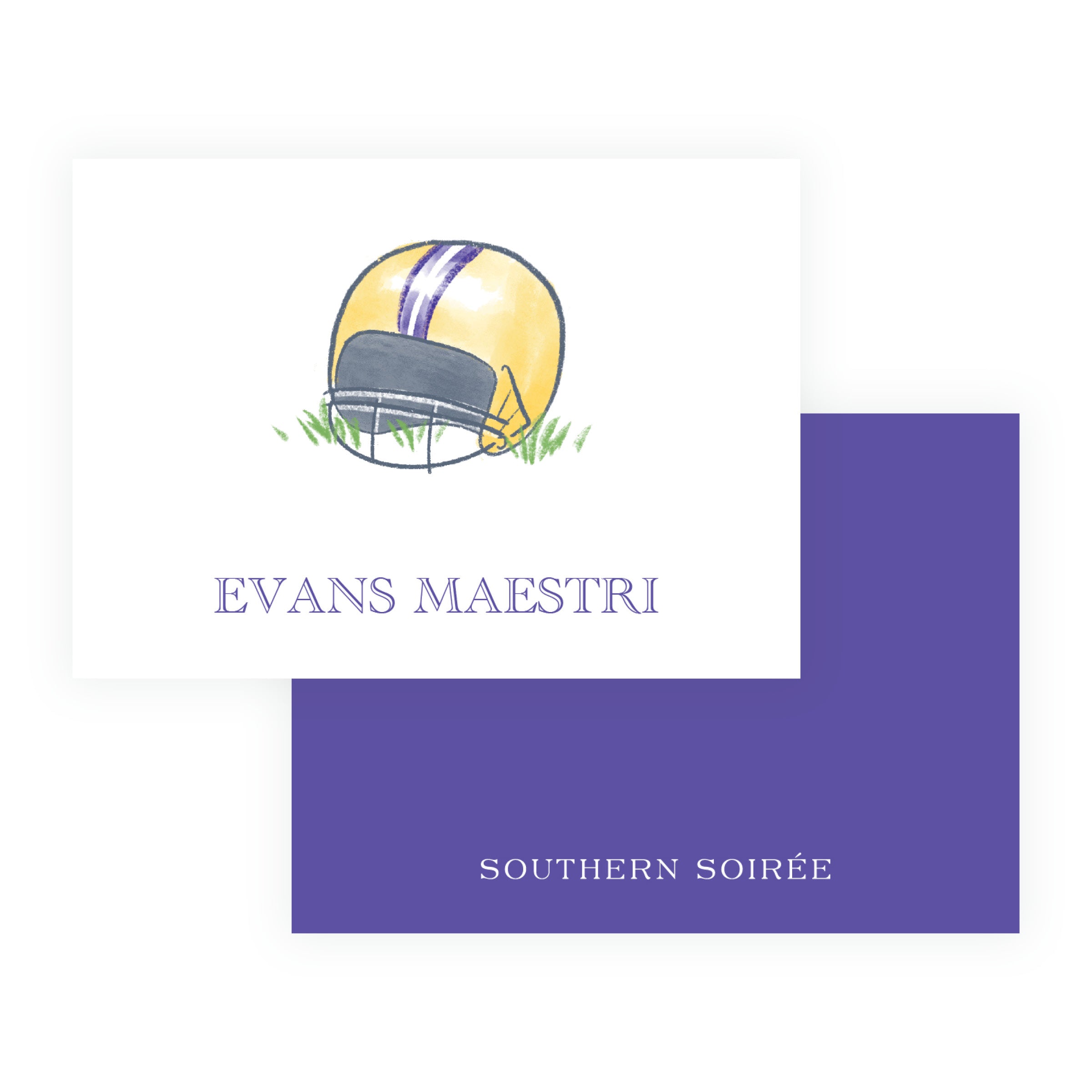 Purple and Gold Football Helmet Gift Enclosure Cards – Team Spirit