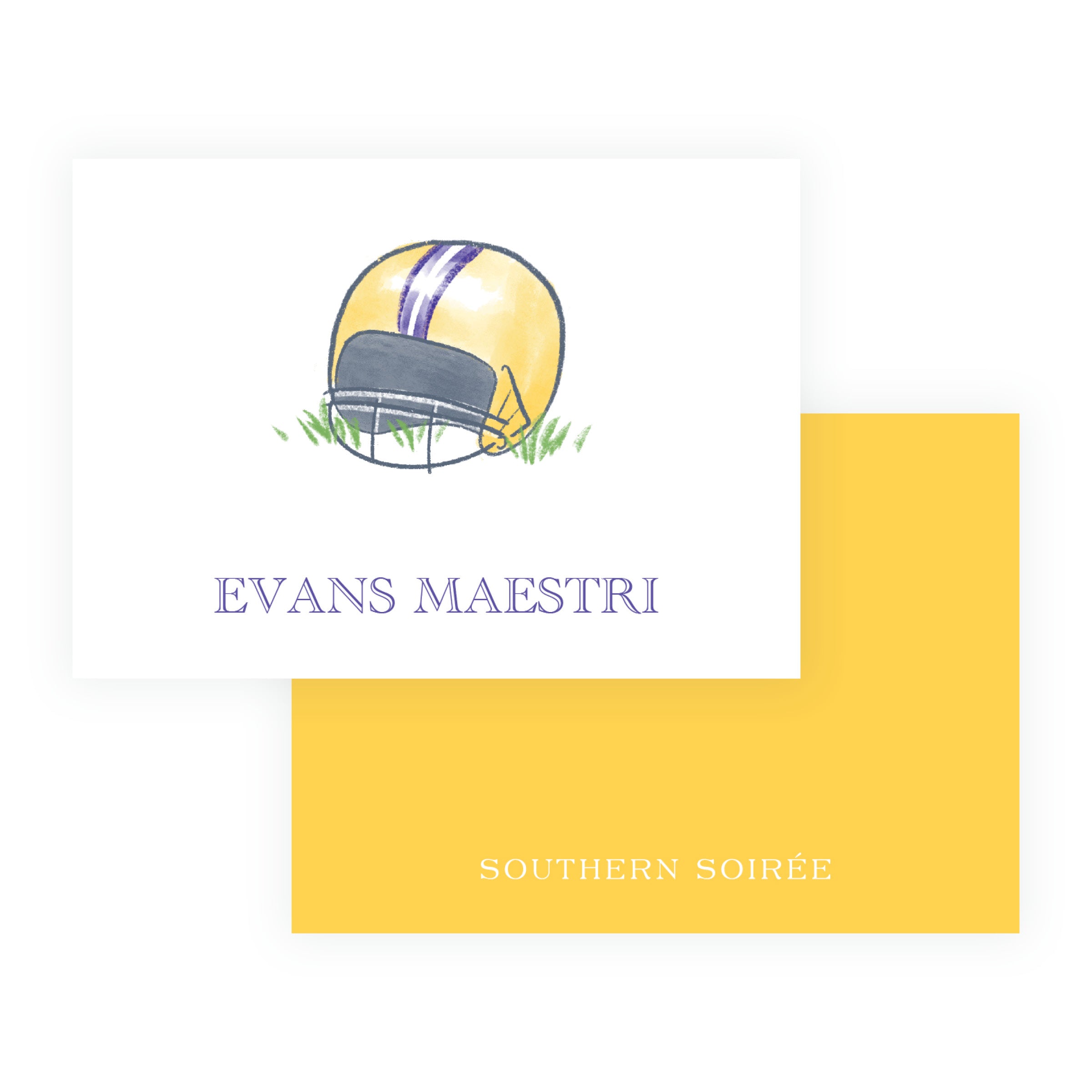 Purple and Gold Football Helmet Gift Enclosure Cards – Team Spirit
