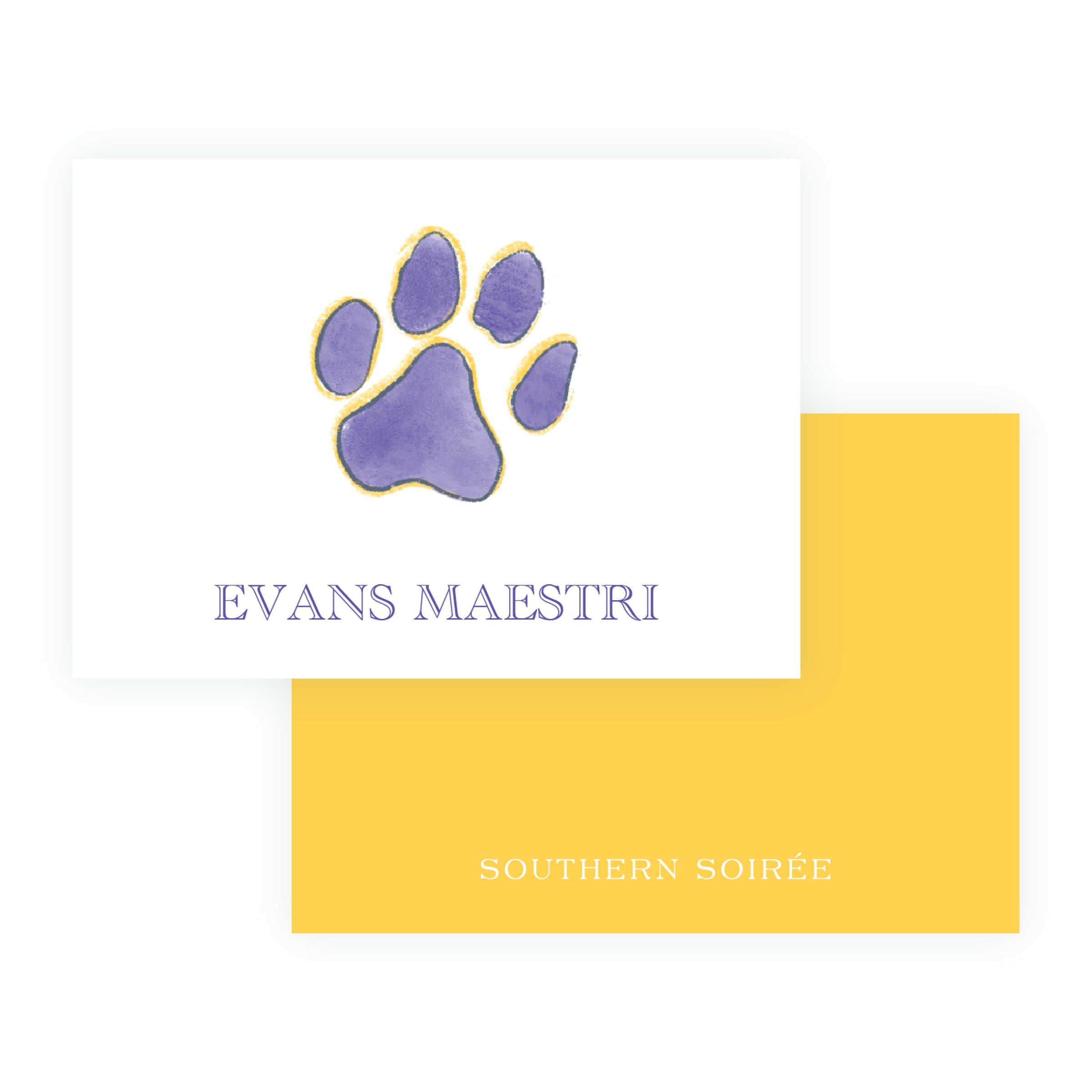 Purple & Gold Team Spirit Paw Print Gift Enclosure Card