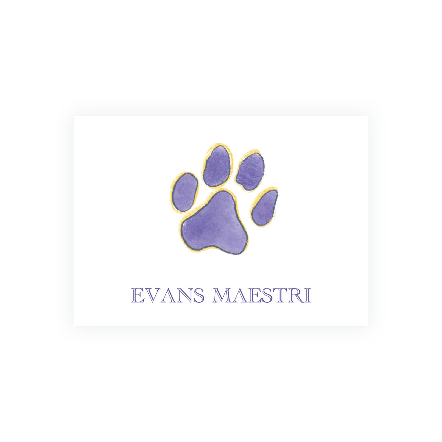 Purple & Gold Team Spirit Tiger Paw Print Enclosure Card