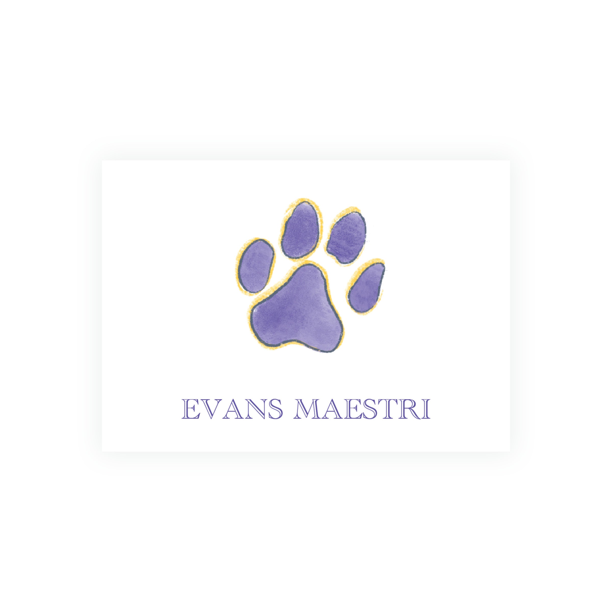 Purple & Gold Team Spirit Paw Print Gift Enclosure Card