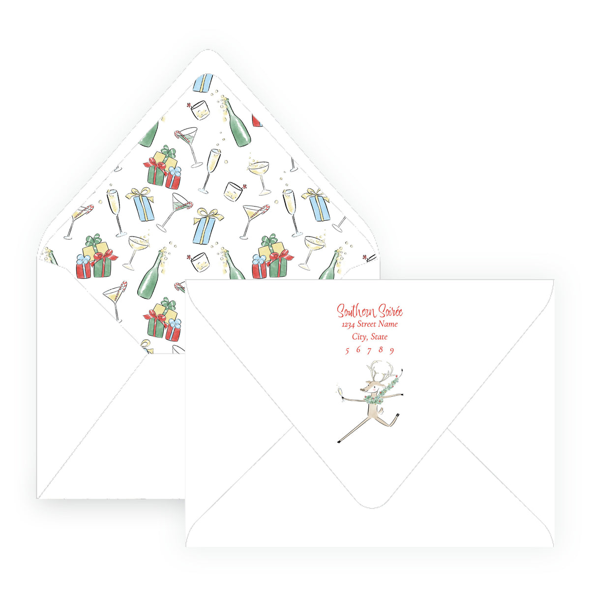 Reindeer Revelry Cocktails & Christmas Cheer Holiday Party Invitation