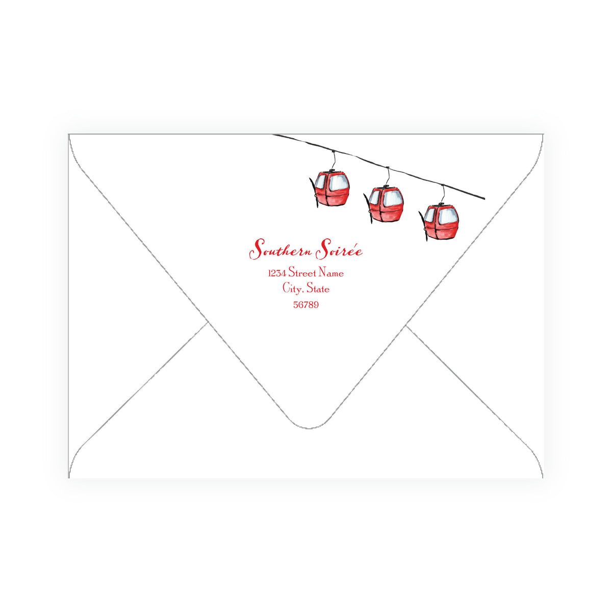 Alpine Holiday – Blue Ski Ribbon Frame Personalized Holiday Photo Card