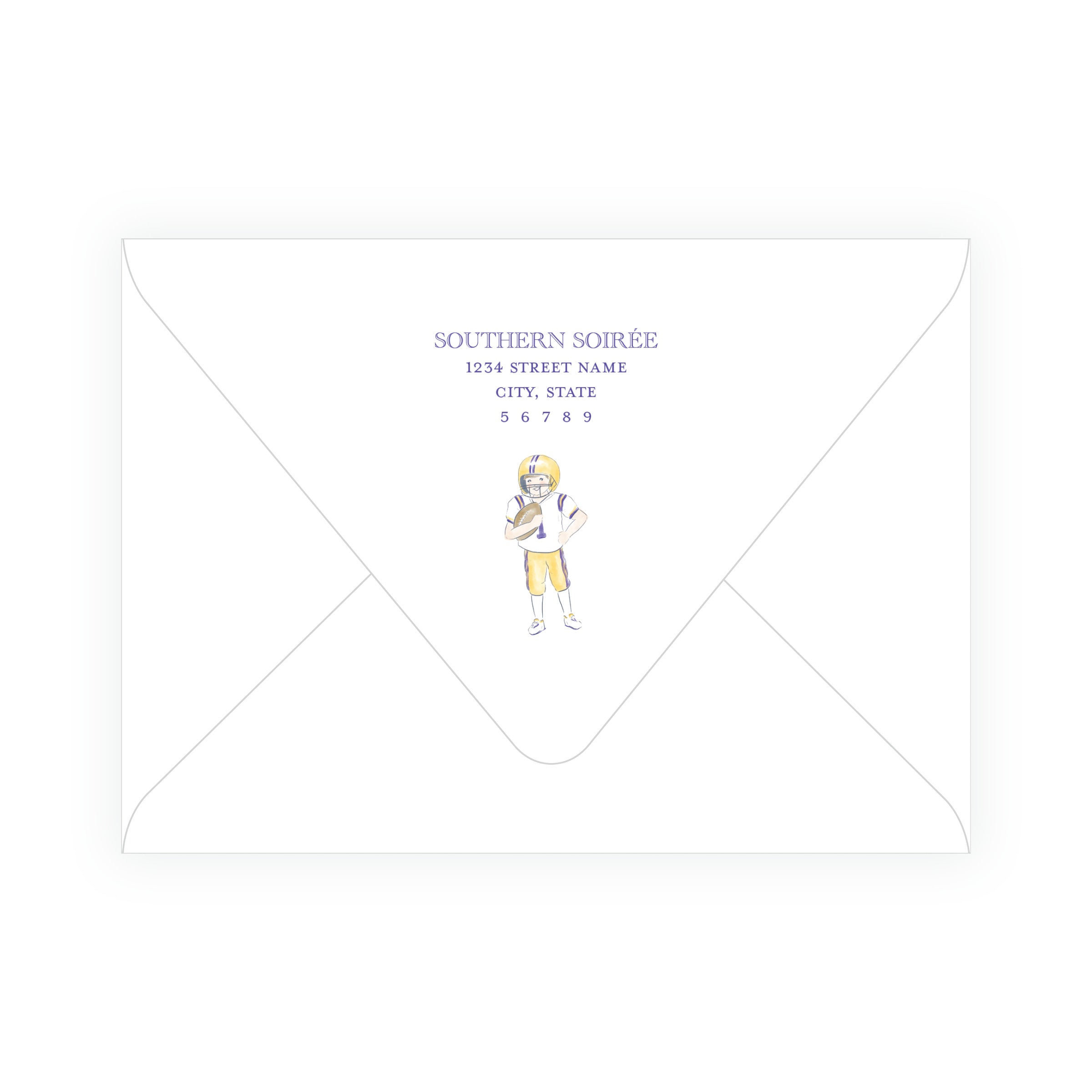 Purple & Gold Football Player Note Cards- Team Spirit