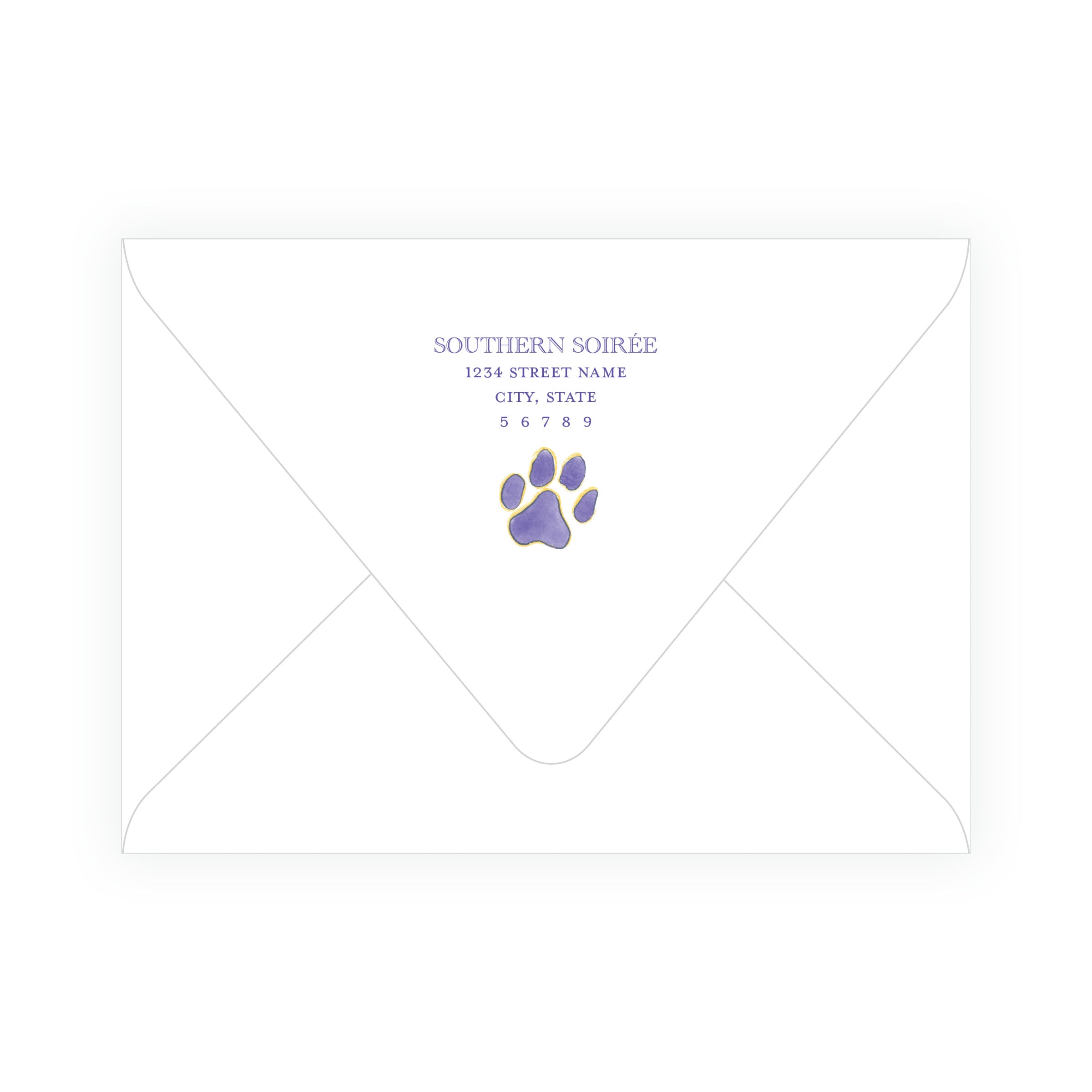 Purple & Gold Team Spirit Paw Print Note Cards