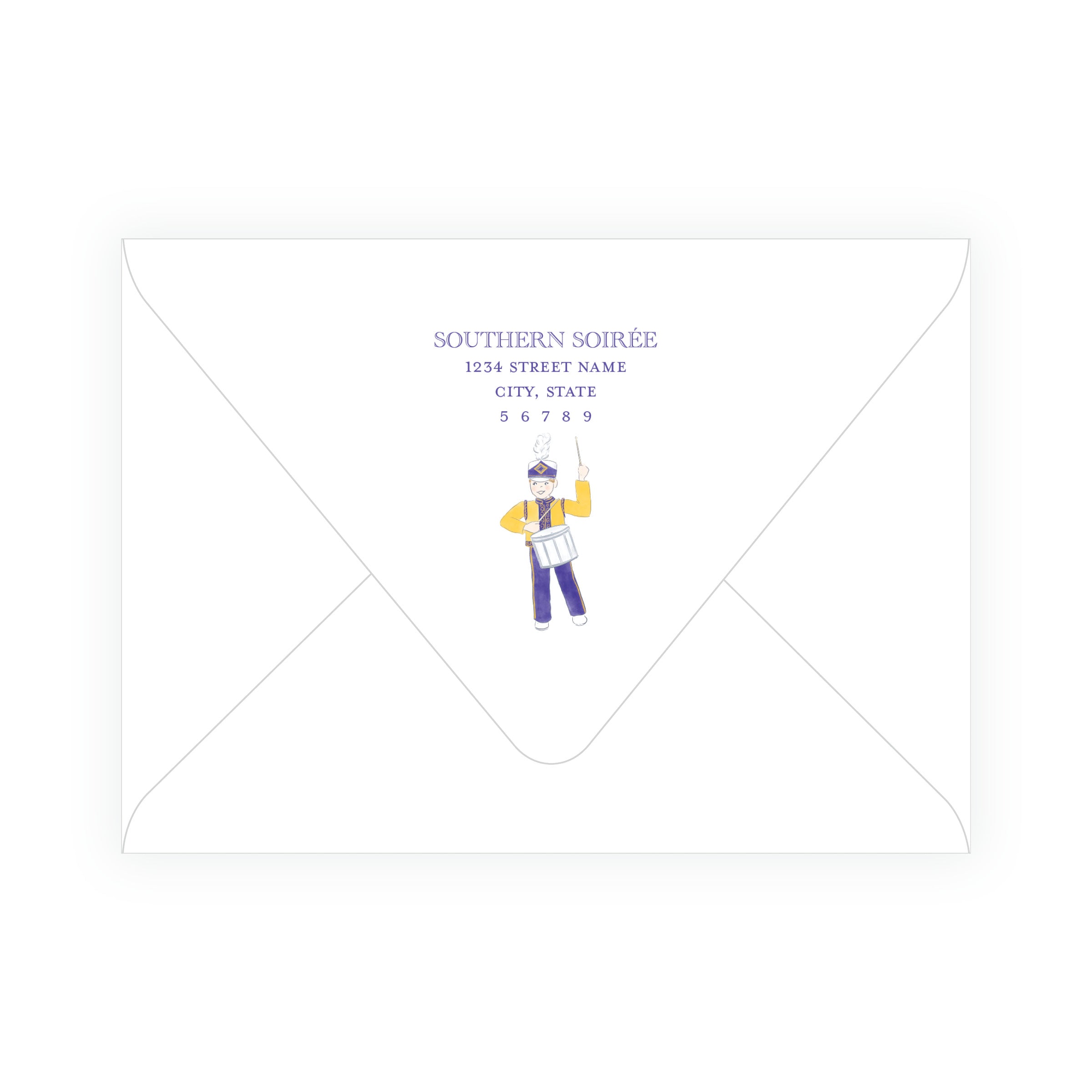 Purple & Gold Marching Band Drummer Note Cards- Team Spirit
