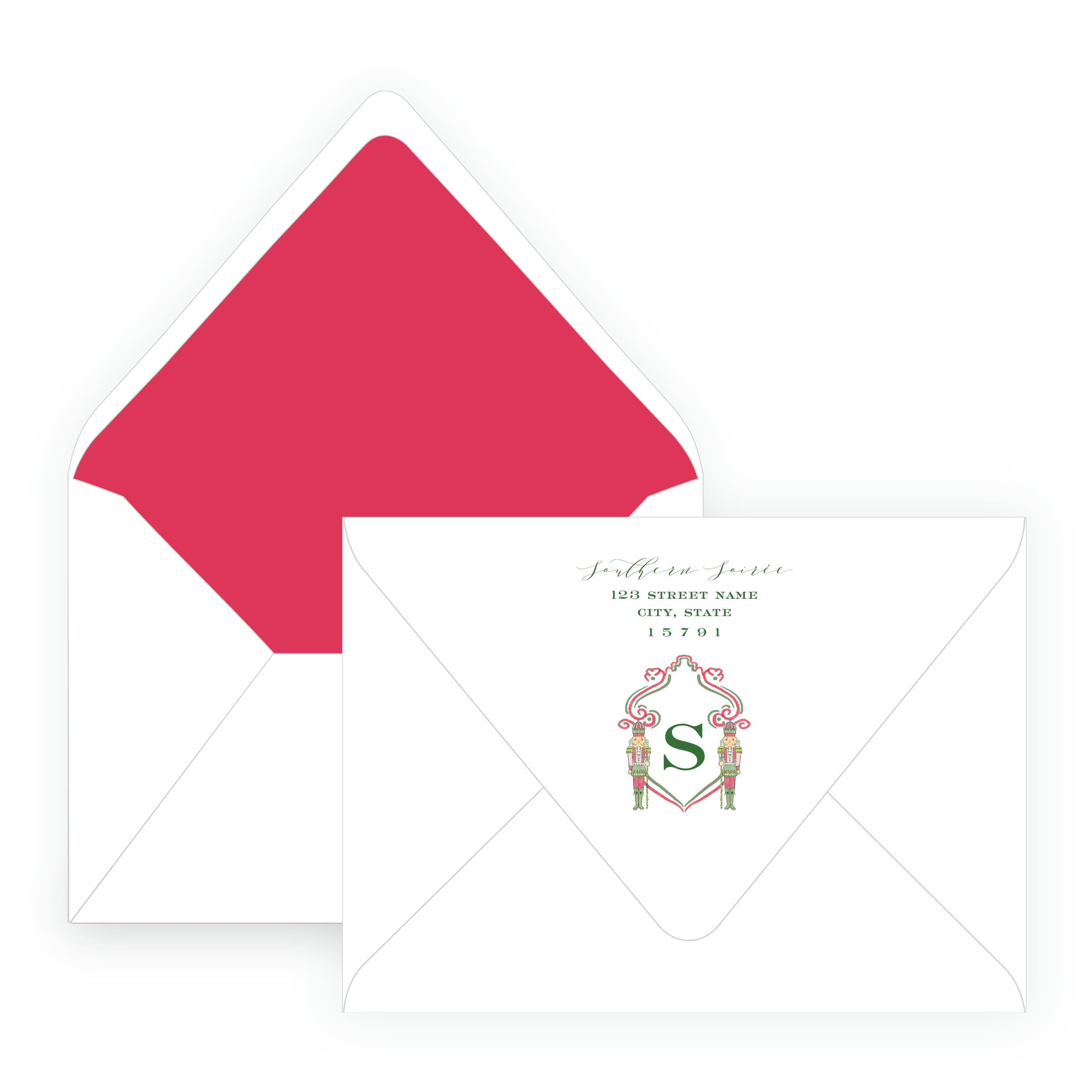 Southern Nutcracker Crest Red with Monogram Landscape