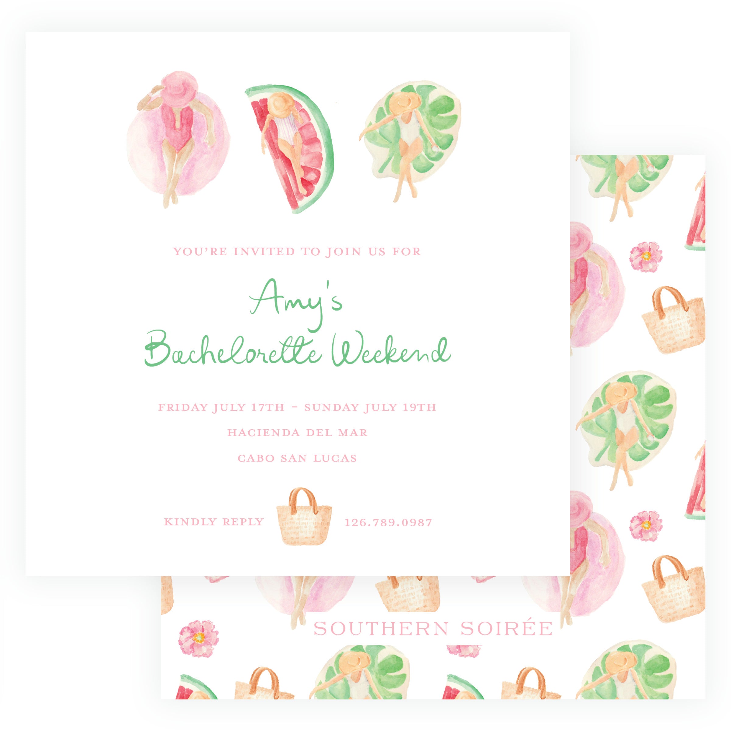 watercolor bachelorette invitation poolside girls citrus floats girls trip invite birthday trip girls trip cabo palm springs 30A destin