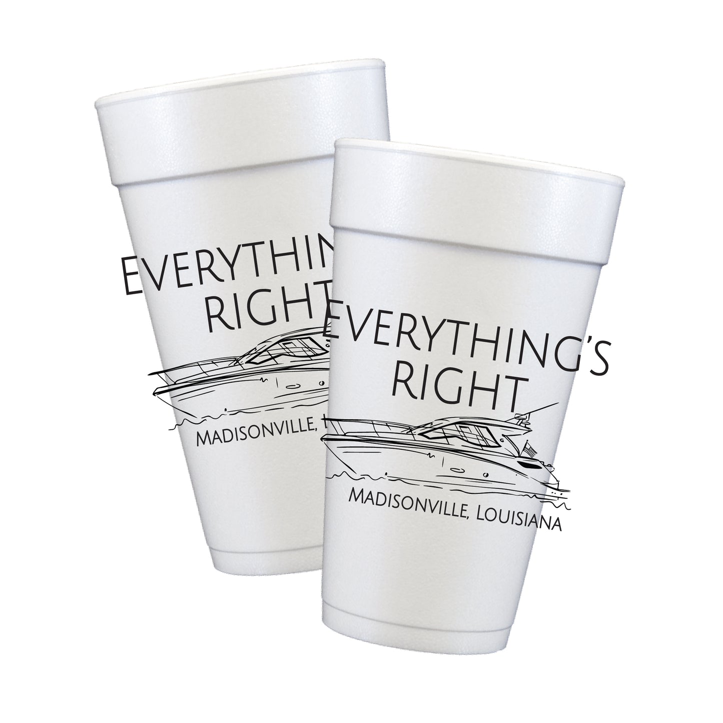 Custom Boat Illustration & Name Styrofoam Cups