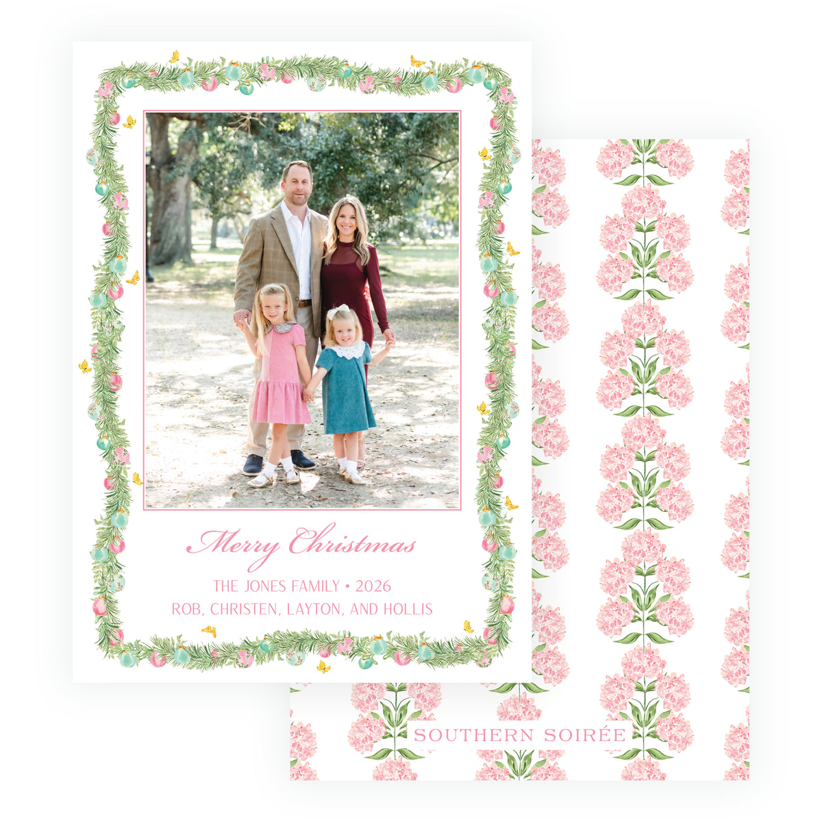 Parisian Noël Garland Frame Christmas Photo Card
