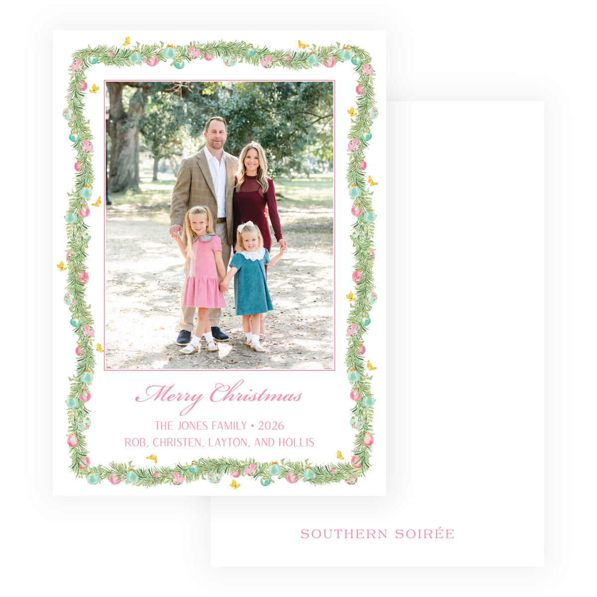 Parisian Noël Garland Frame Christmas Photo Card