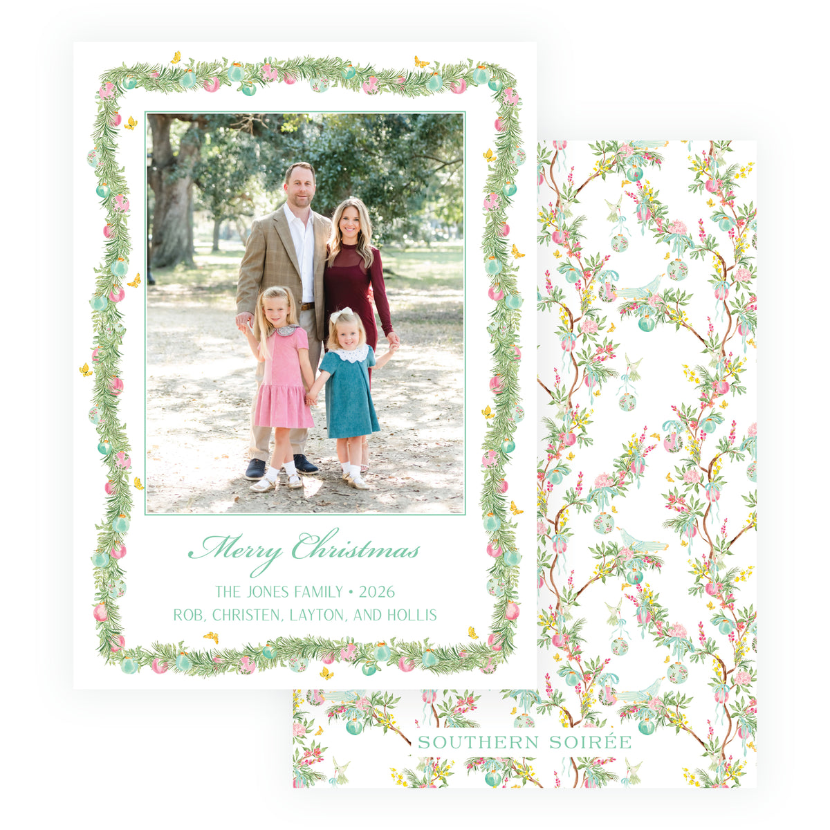 Parisian Noël Garland Frame Christmas Photo Card