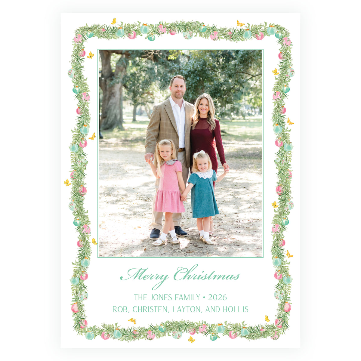 Parisian Noël Garland Frame Christmas Photo Card