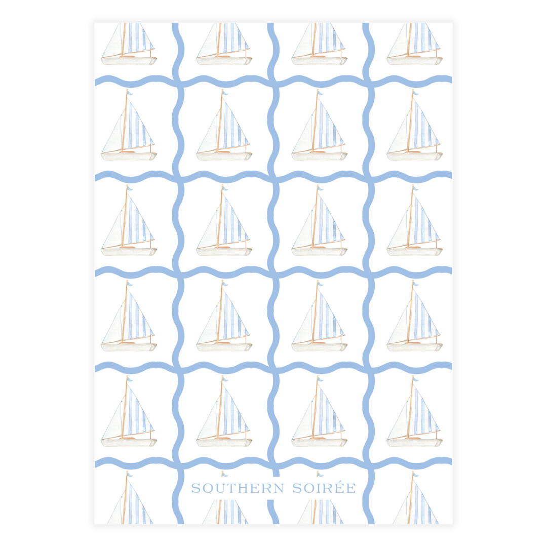 Blue Sailboat Nautical Birthday Invitation