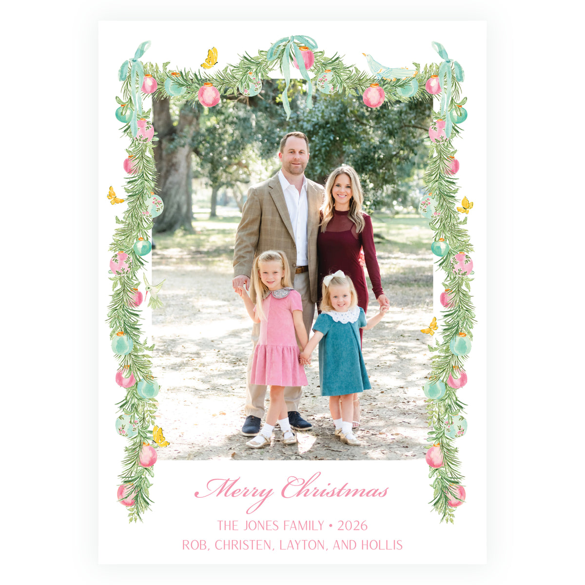 Parisian Noël Garland Christmas Photo Card