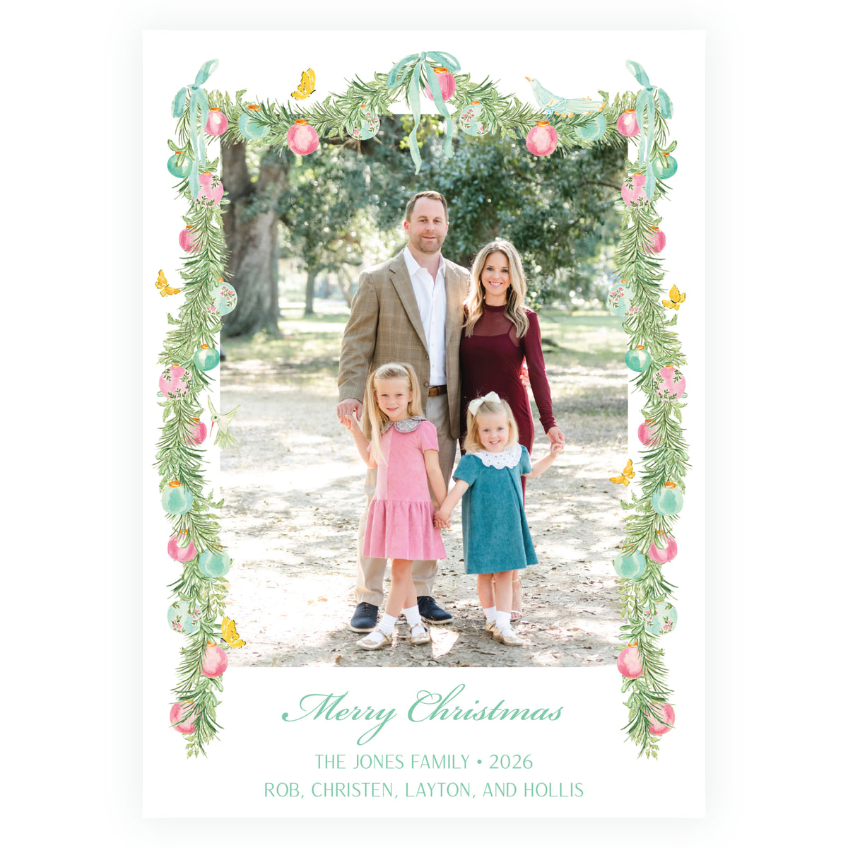 Parisian Noël Garland Christmas Photo Card