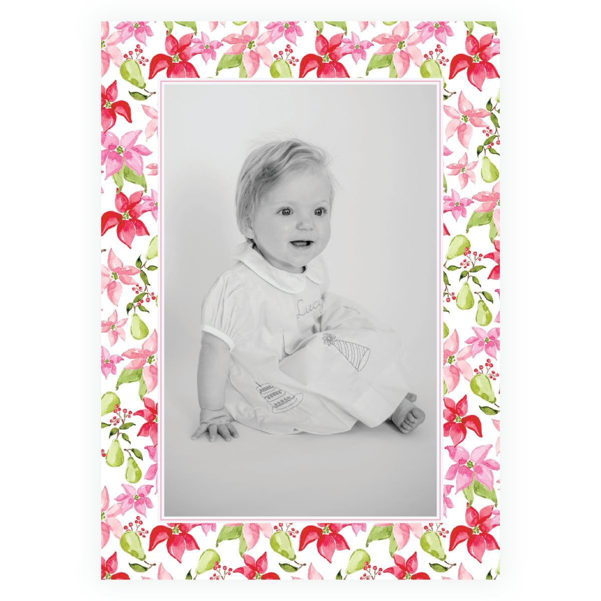 Poinsettia Garden Classic Frame Holiday Photo Card