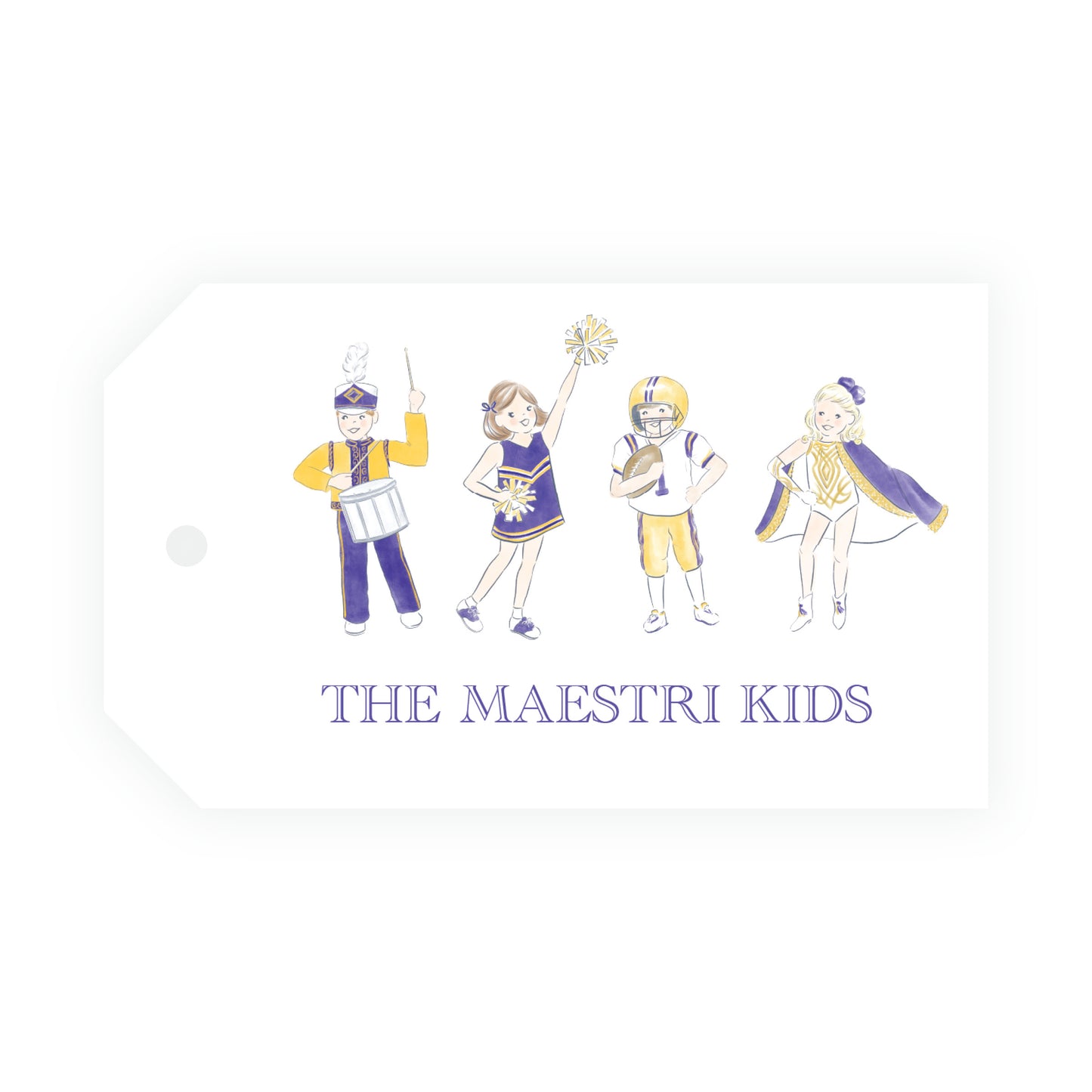 Purple & Gold Team Spirit Kids Gift Tag