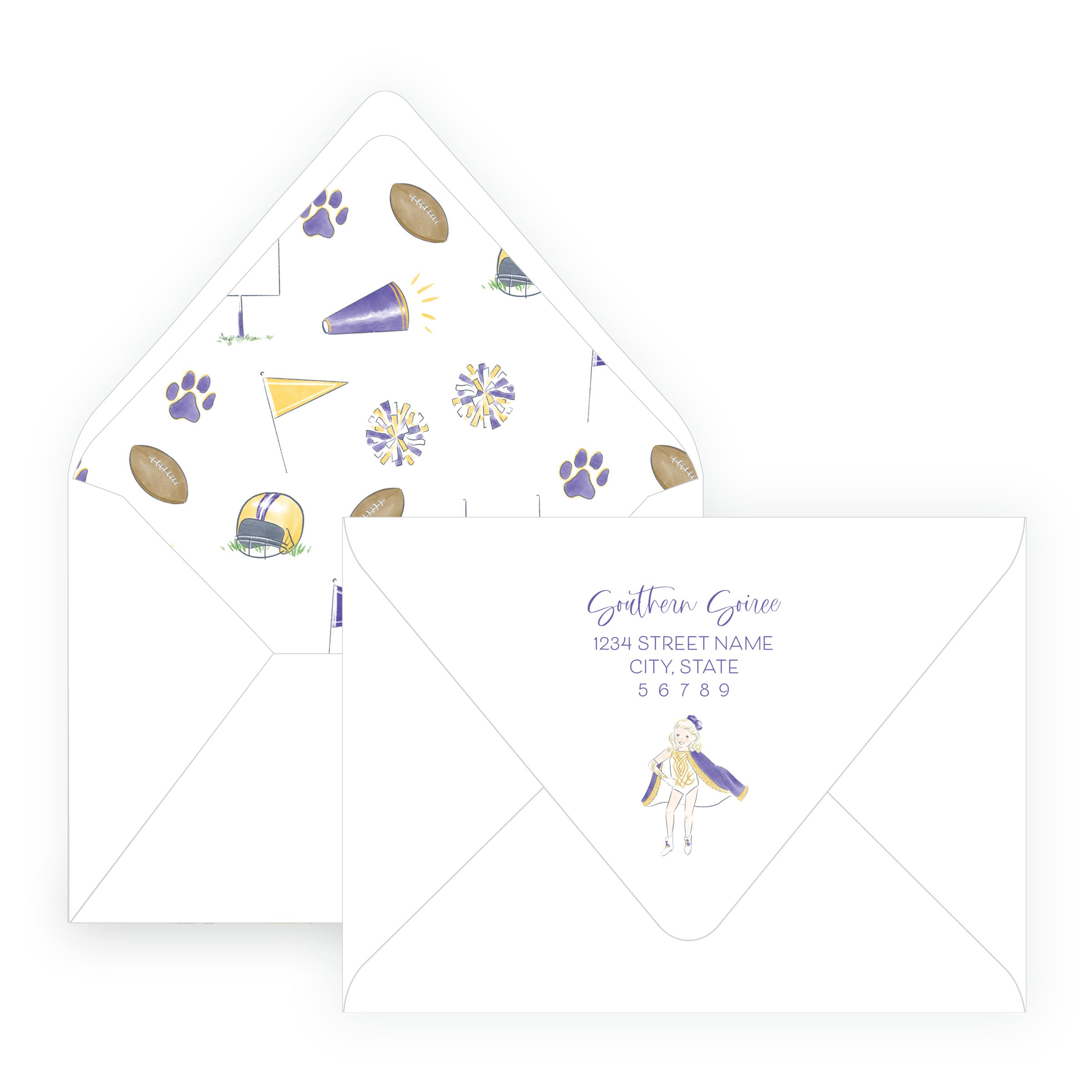 Purple & Gold Team Spirit Dance Team Note Cards