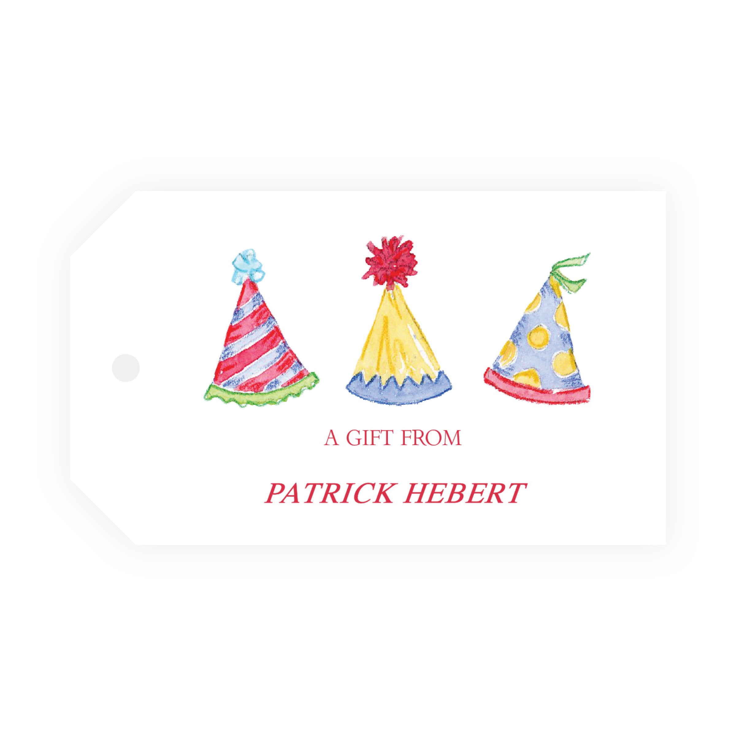 Classic Colorful Watercolor Party Hat Gift Tag