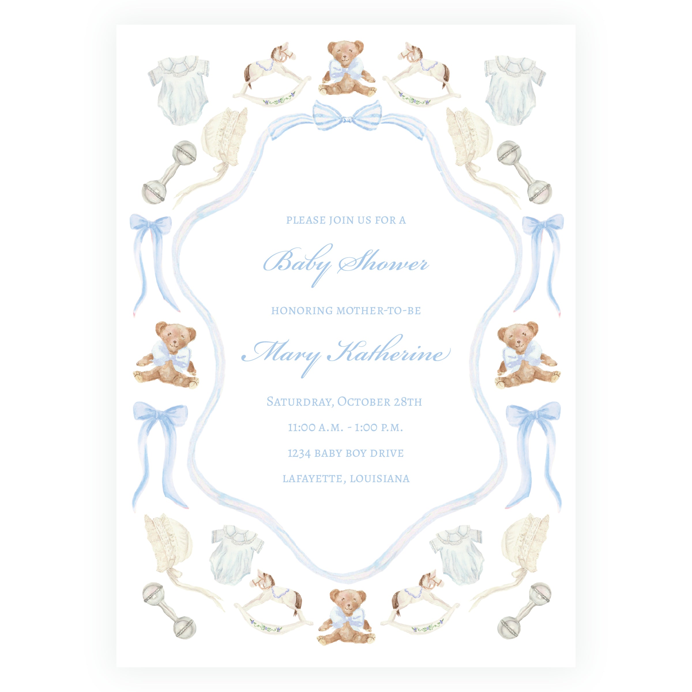 Heirloom Moments Blue Invitation