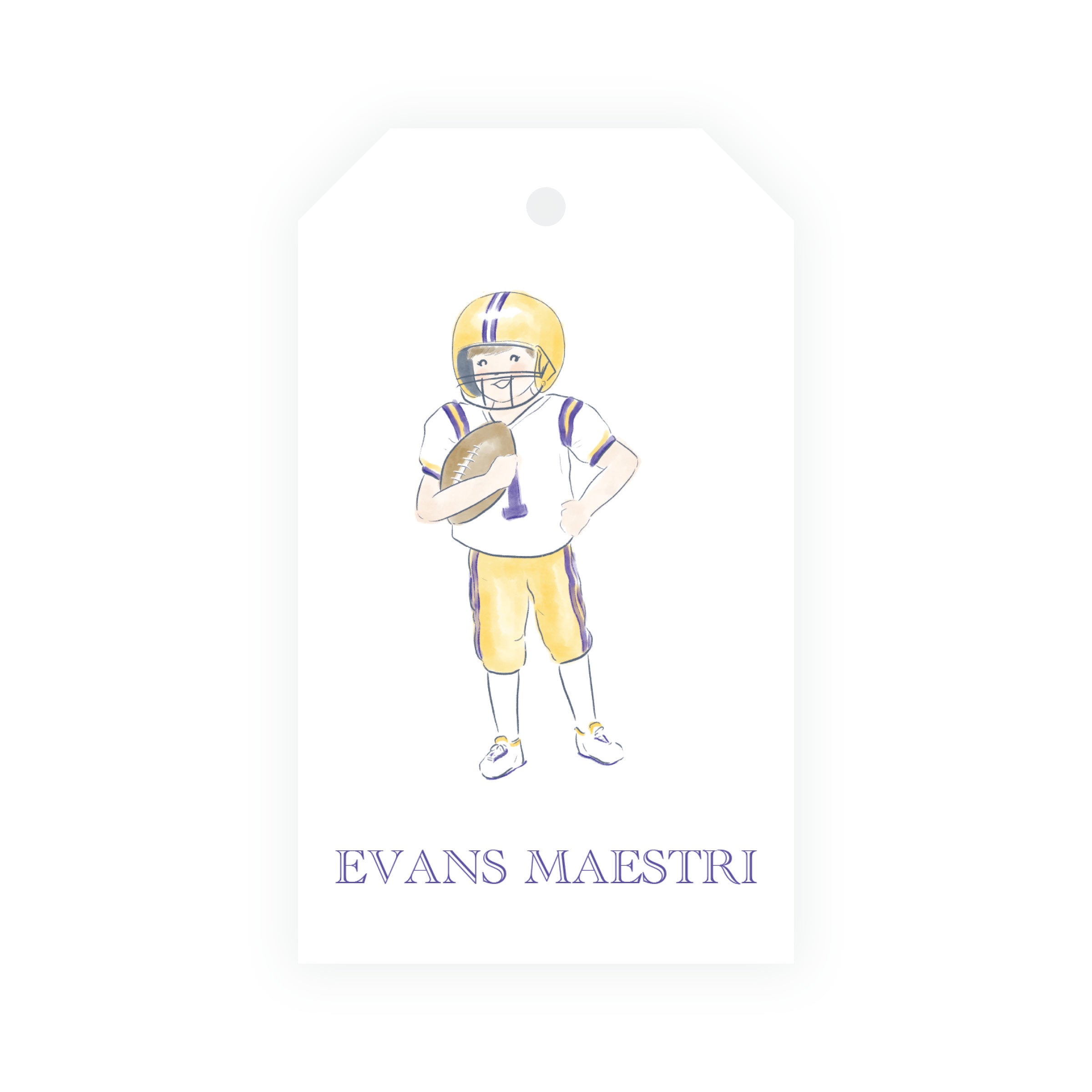 Purple and Gold Football Player Gift Tags – Team Spirit