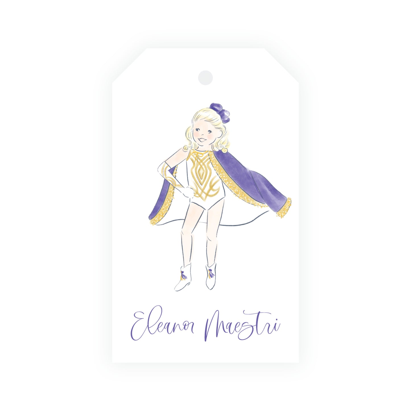 Purple & Gold Team Spirit Golden Girl Gift Tag