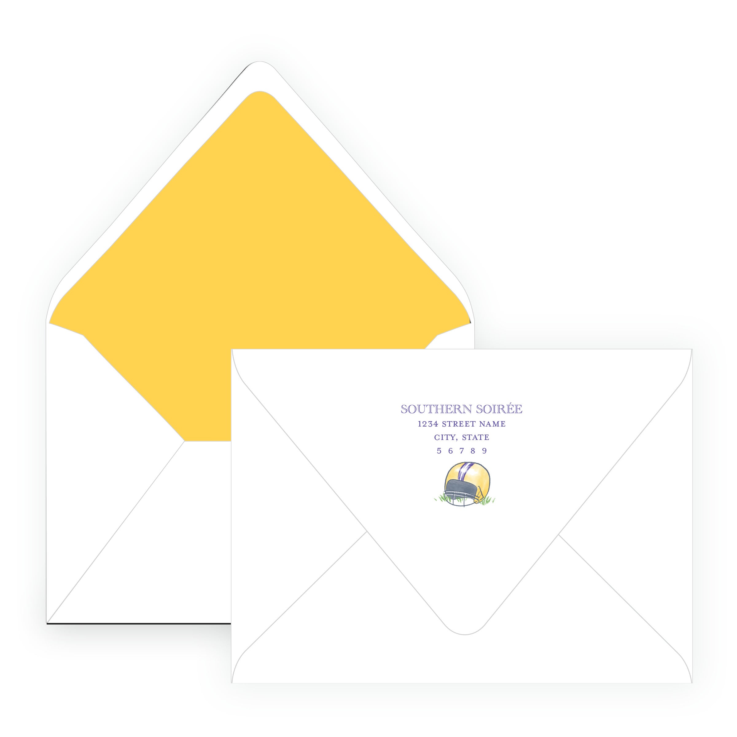 Purple & Gold Football Helmet Note Cards- Team Spirit