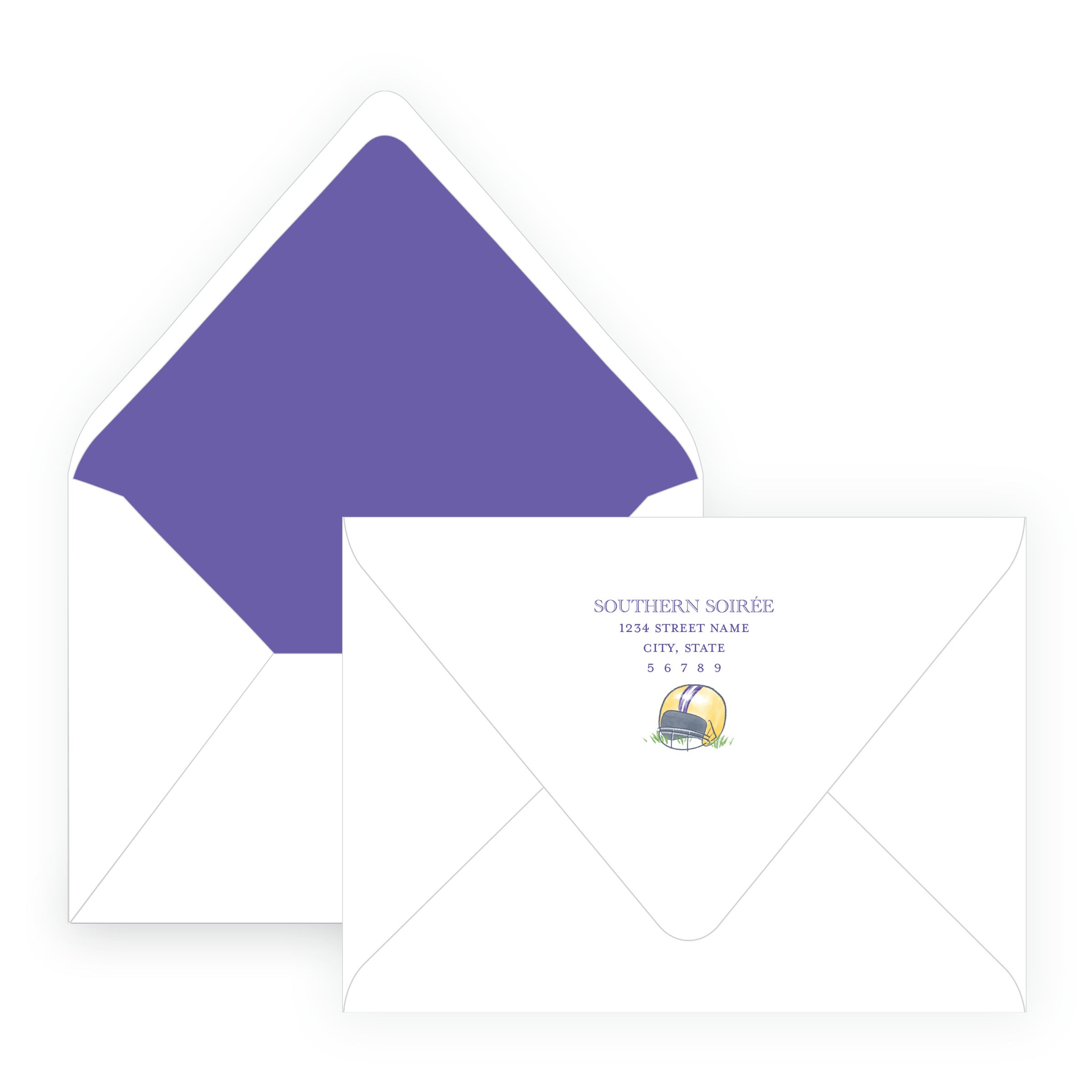 Purple & Gold Football Helmet Note Cards- Team Spirit