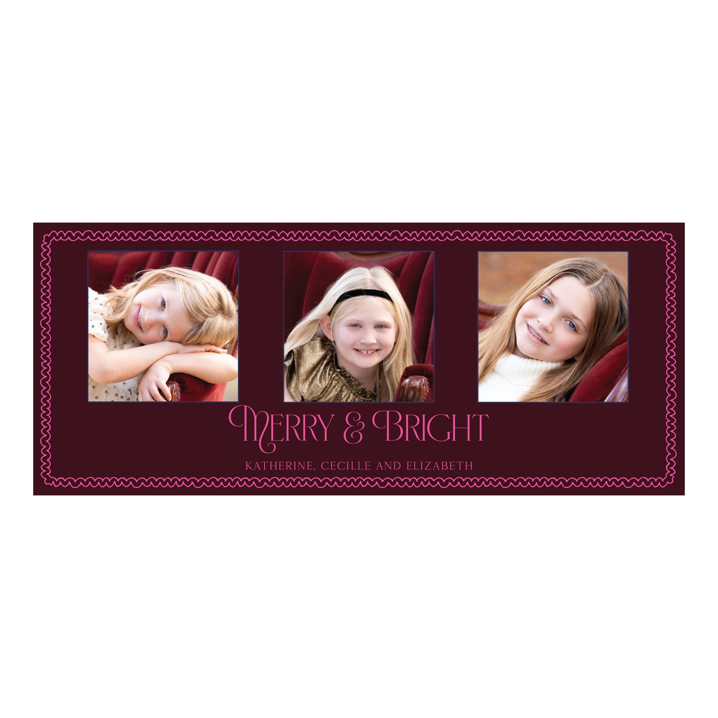 Merry & Bright Landscape 3 Photos Holiday Slim (Customizable Colors)