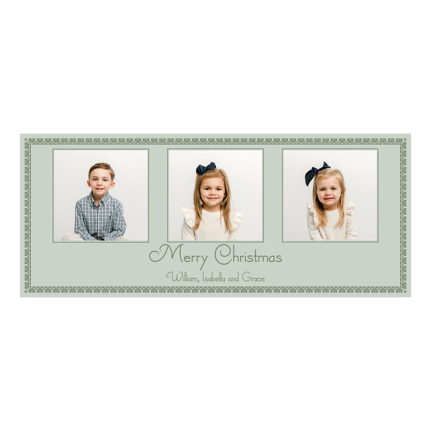 Merry Christmas Curly Landscape 3 Photos Holiday Slim (Customizable Colors)