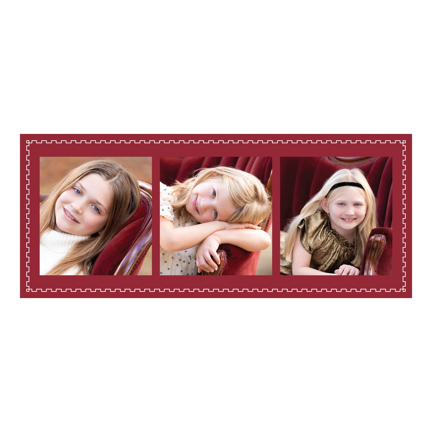 Squiggle Frame Landscape 3 Photos Holiday Slim (Customizable Colors)