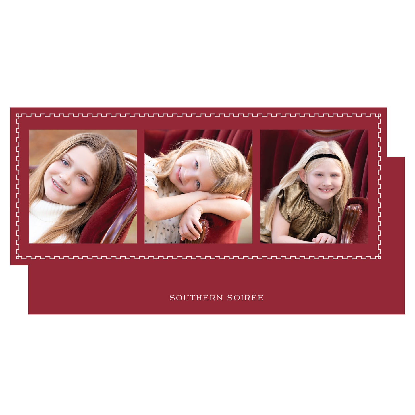 Squiggle Frame Landscape 3 Photos Holiday Slim (Customizable Colors)