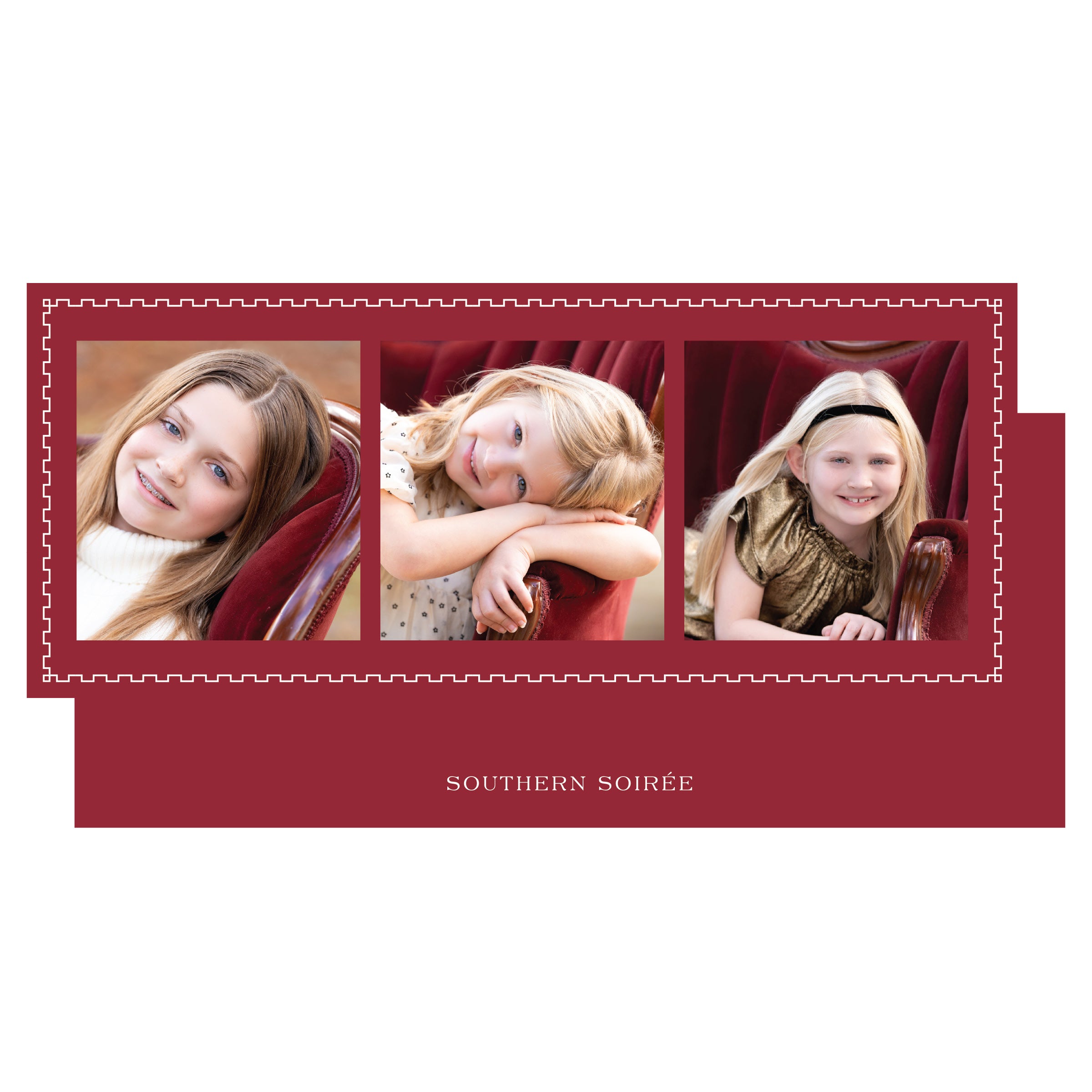 Squiggle Frame Landscape 3 Photos Holiday Slim (Customizable Colors)