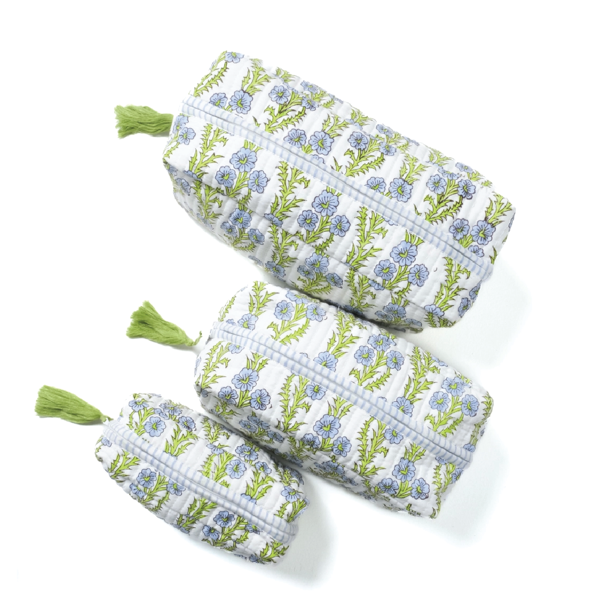 Blue Blockprint Makeup LARGE Bag