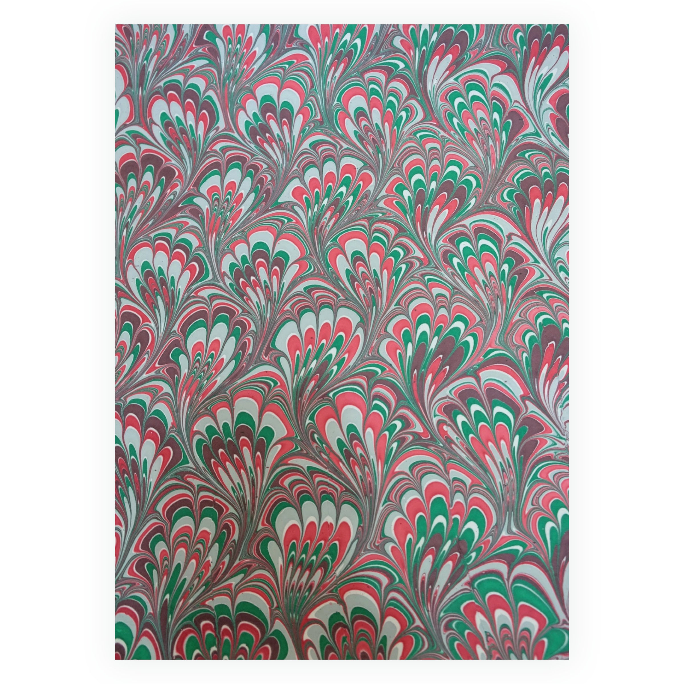 Hand Marbled Holiday Festive Gift Wrapping Paper