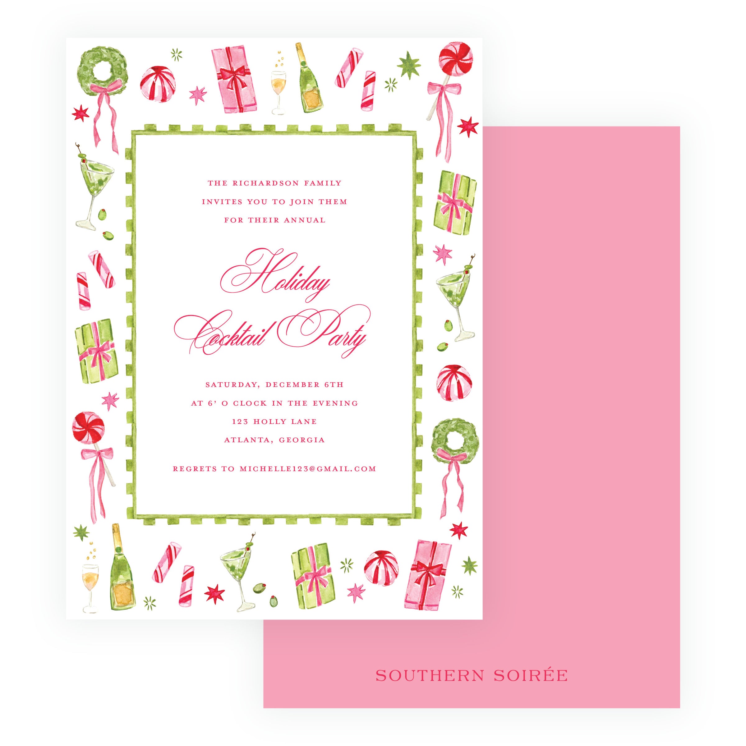 Martinis & Mistletoe Christmas Cocktail Party Invitation