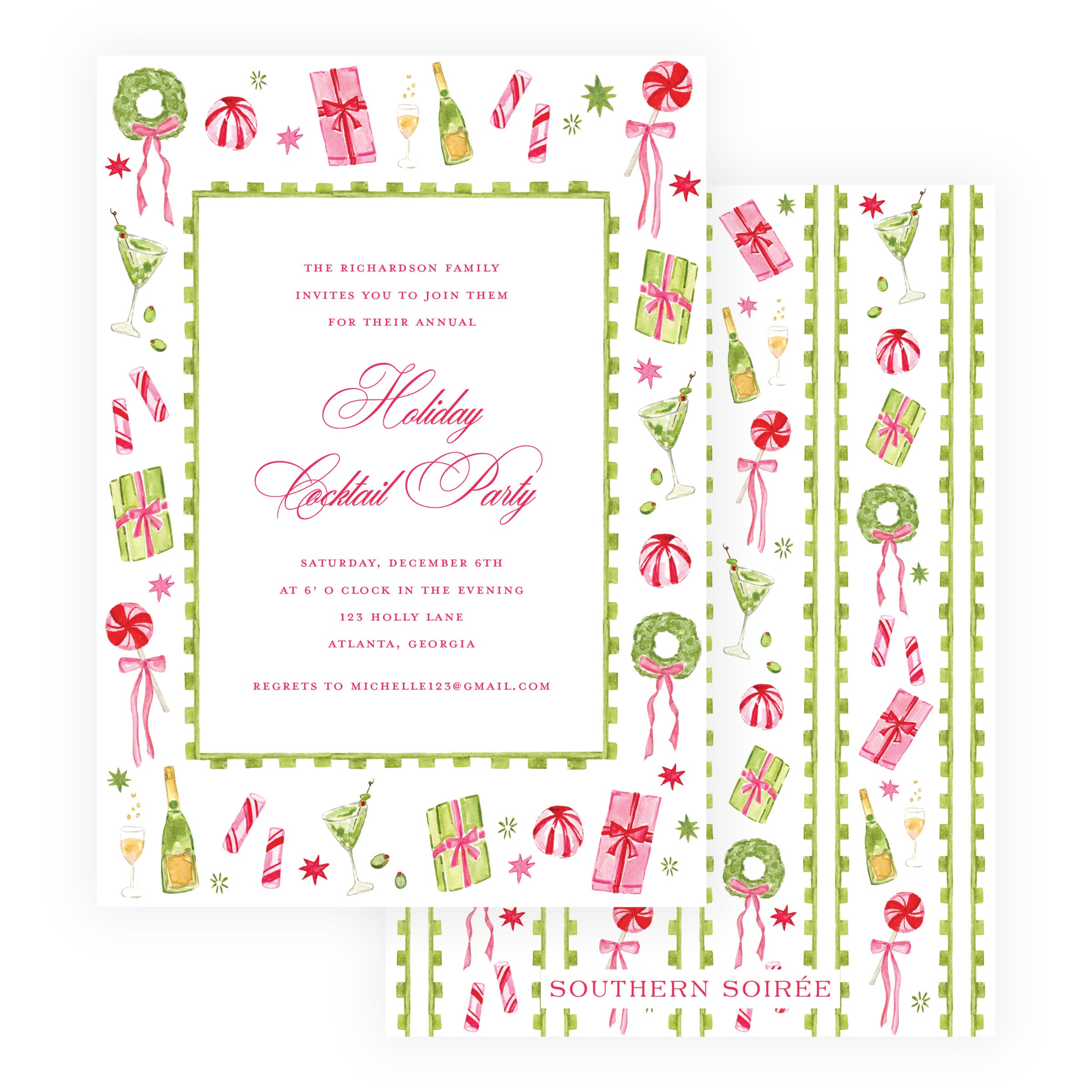 Martinis & Mistletoe Christmas Cocktail Party Invitation