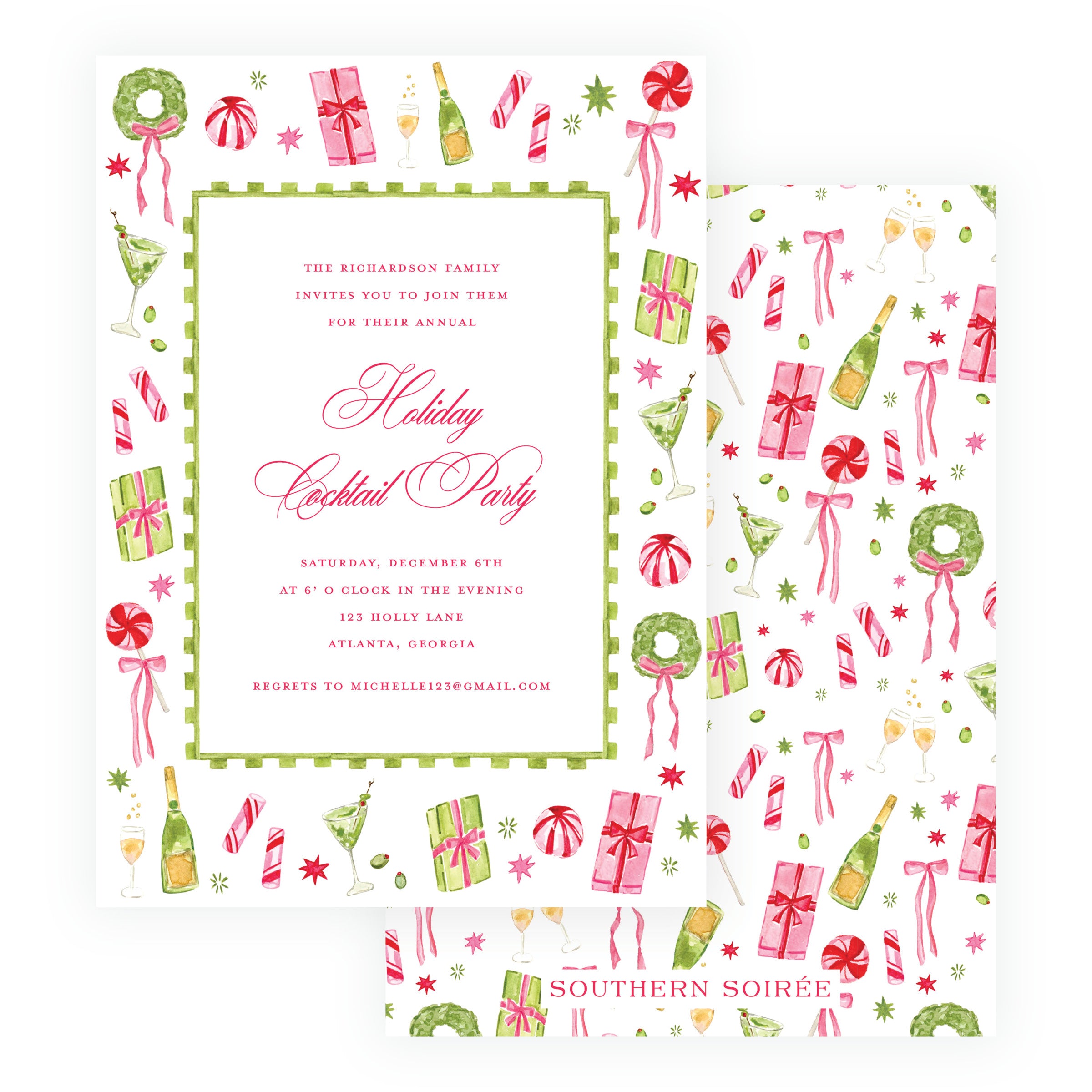 Martinis & Mistletoe Christmas Cocktail Party Invitation