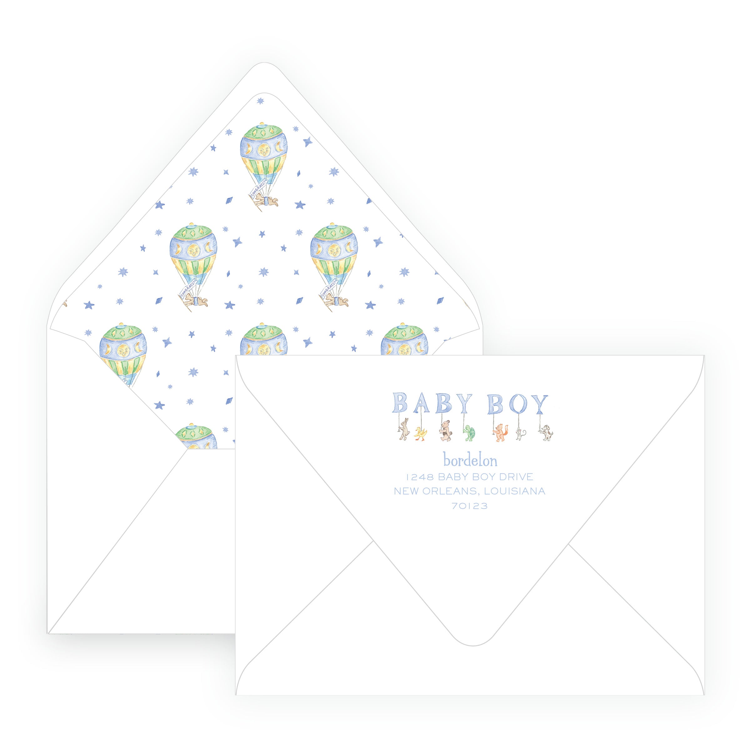 Baby Bleu Heirloom Woodland Animal Parade Baby Shower Invitation