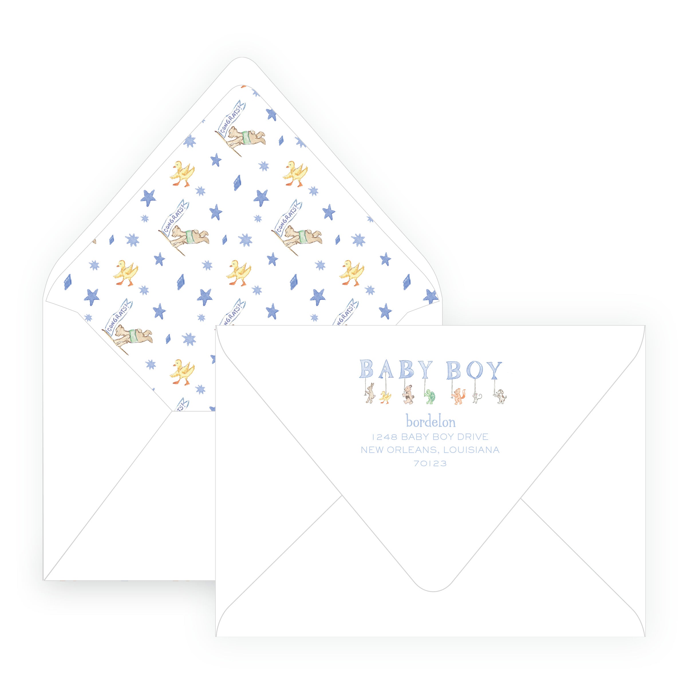 Baby Bleu Heirloom Woodland Animal Parade Baby Shower Invitation