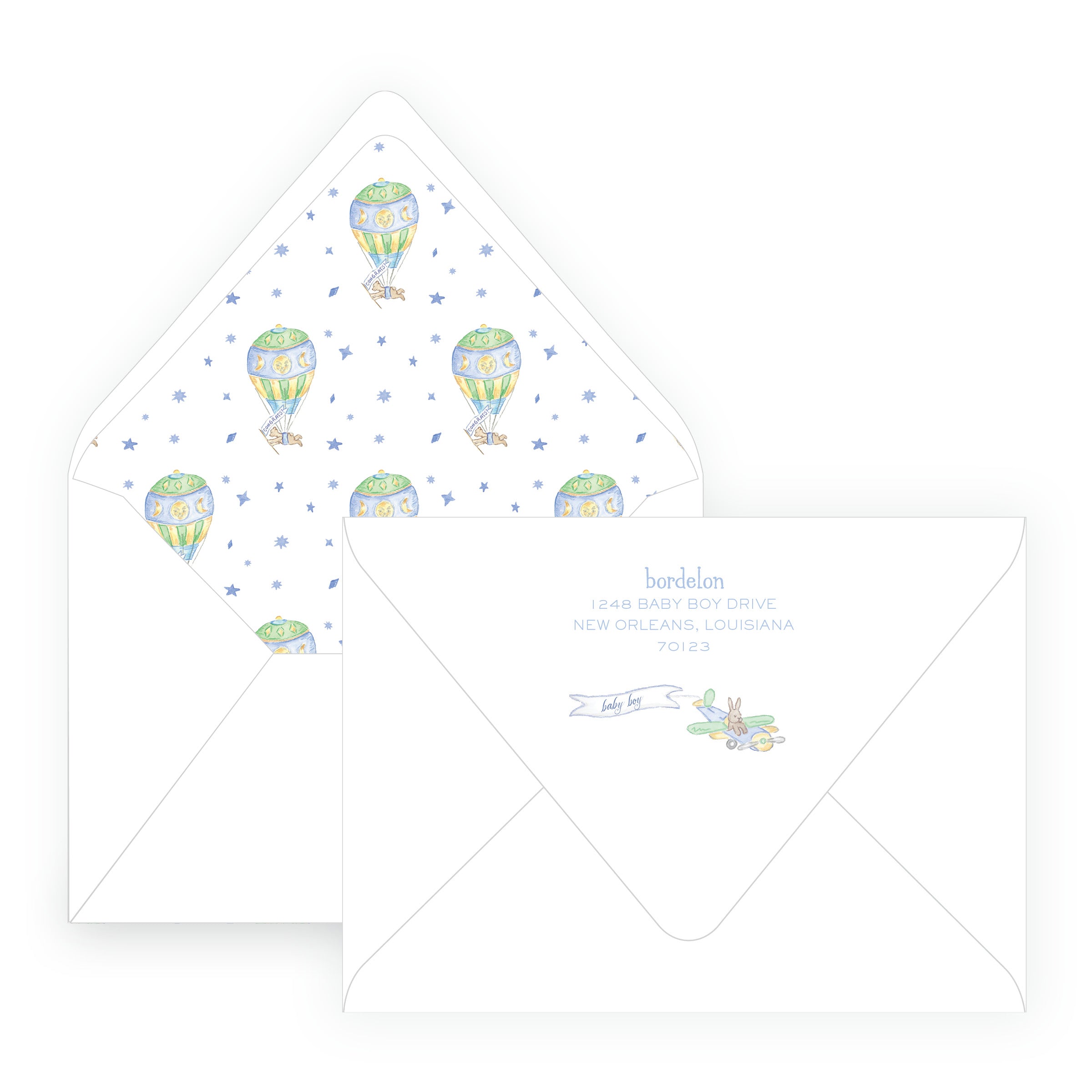 Baby Bleu Heirloom Little Explorer Striped Baby Shower Invitation