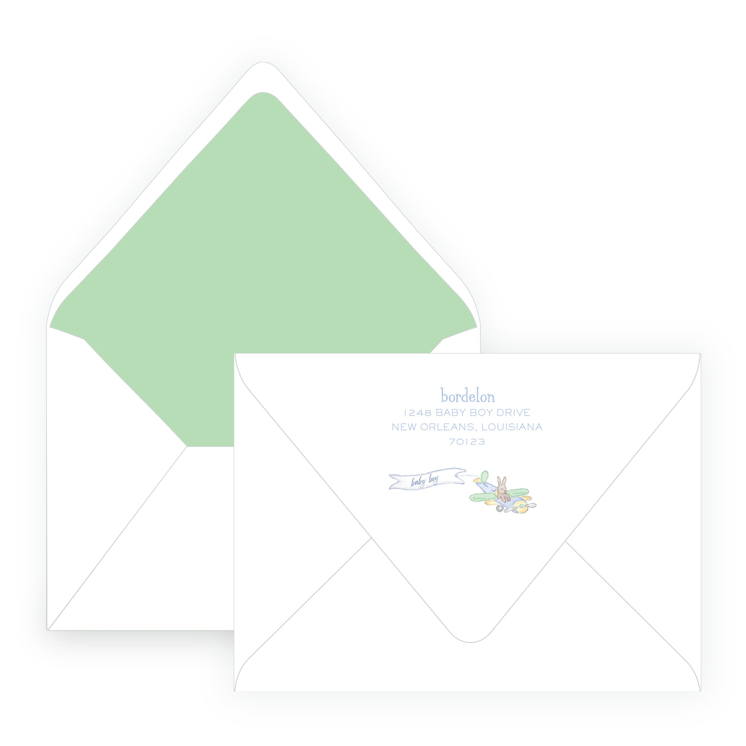 Baby Bleu Heirloom Little Explorer Airplane Baby Shower Invitation